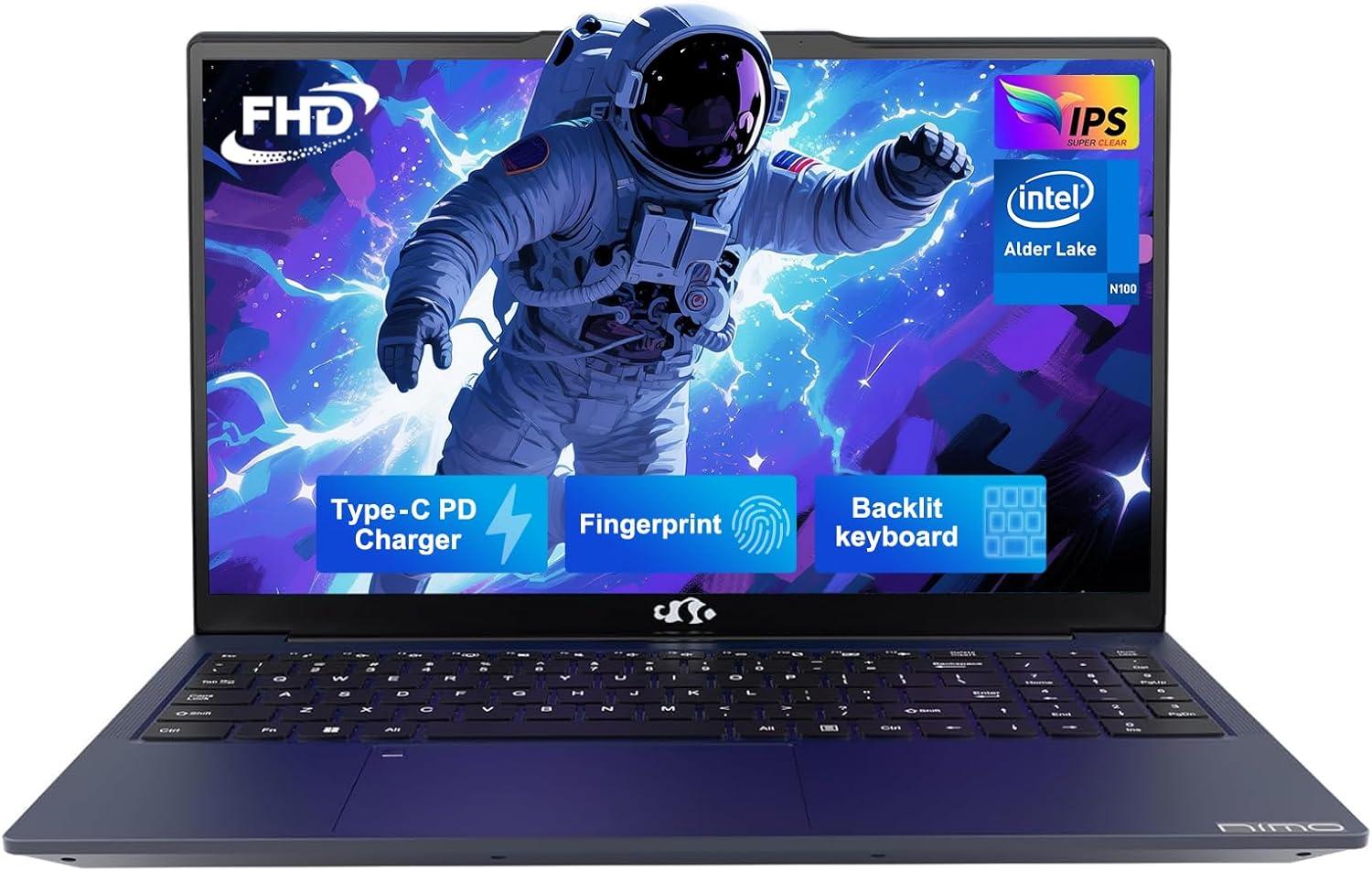 imageNIMO 156quot IPS FHDLaptop Intel Pentium Quad Core N100 16GB RAM 512GB SSD Beat i31115G4 Up to 34GHz Computer with Backlit Keyboard Fingerprint TypeC Charger WiFi 6 BT52 for Student and HomeDale Blue