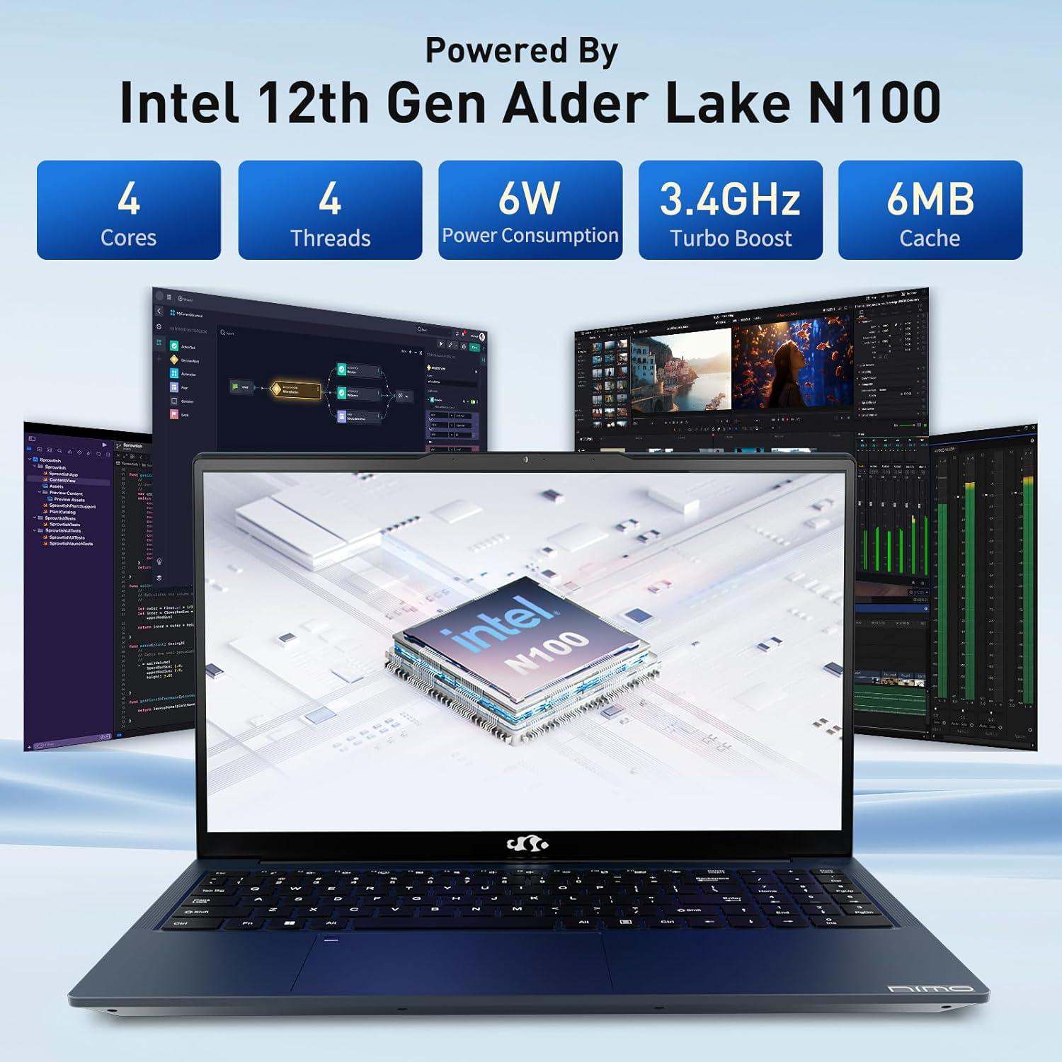 imageNIMO 156quot IPS FHDLaptop Intel Pentium Quad Core N100 16GB RAM 512GB SSD Beat i31115G4 Up to 34GHz Computer with Backlit Keyboard Fingerprint TypeC Charger WiFi 6 BT52 for Student and HomeDale Blue