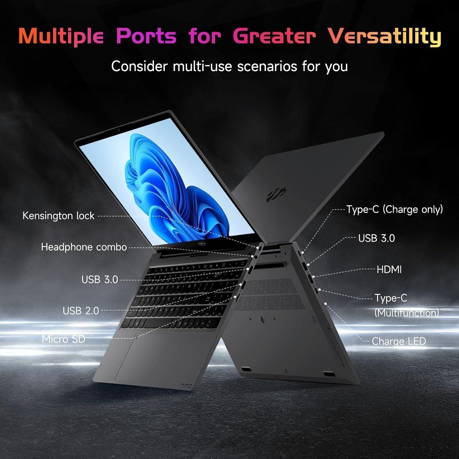 imageNIMO 156quot IPS FHDLaptop Intel Pentium Quad Core N100 16GB RAM 512GB SSD Beat i31115G4 Up to 34GHz Computer with Backlit Keyboard Fingerprint TypeC Charger WiFi 6 BT52 for Student and HomeSpace Gray