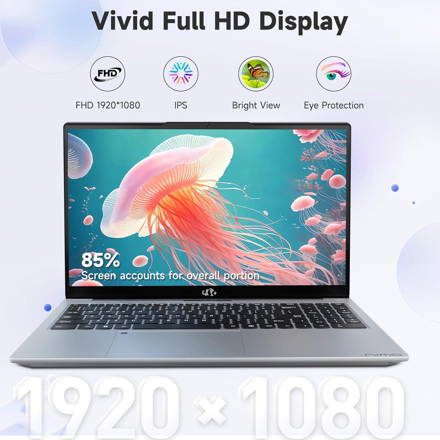 imageNIMO 156quot IPS FHDStudentLaptop Intel 6 Core I31215U 8GB RAM 512GB SSDBeats i51135G7 Up to 44GHz ComputerLaptop with 67w Type C Backlit KeyboardFingerprint for Home and BusinessSiilver