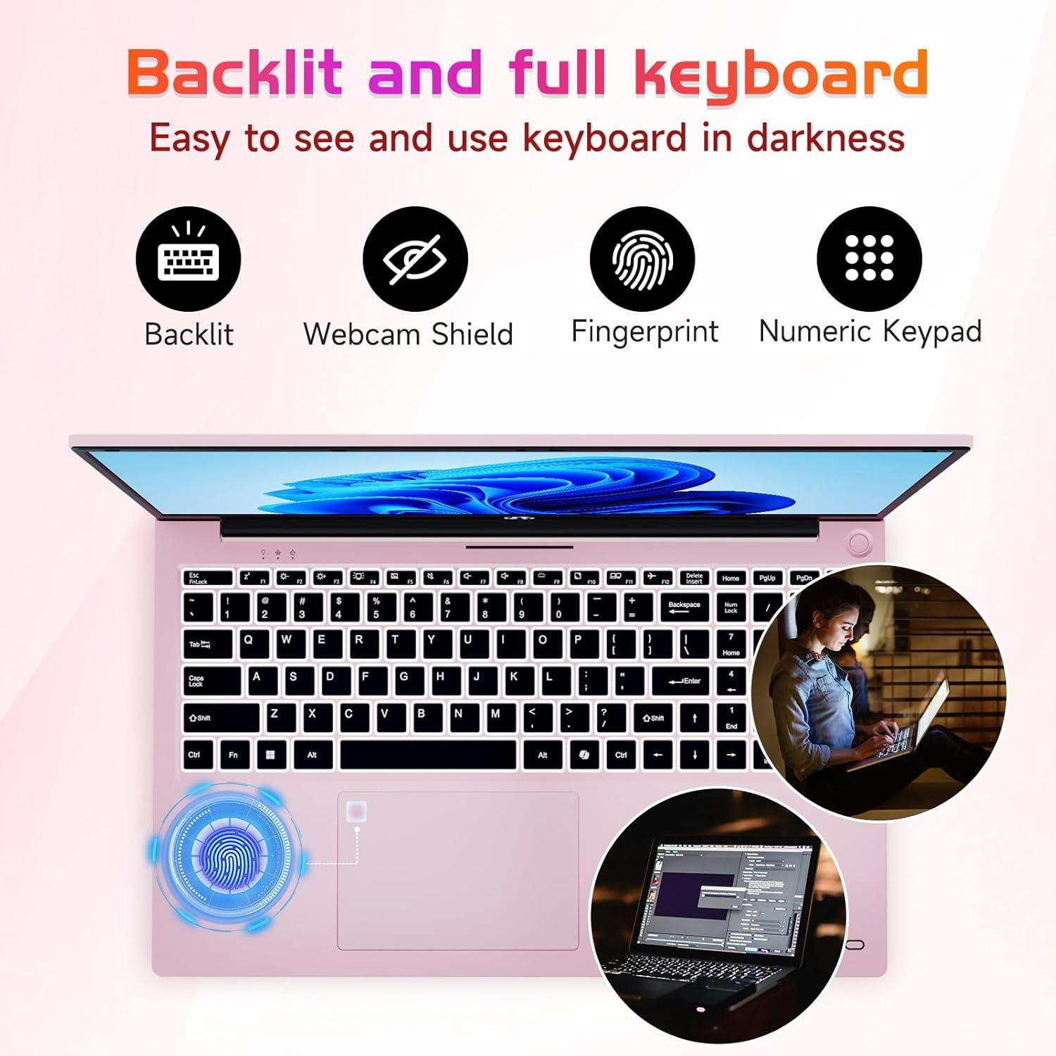 imageNIMO 173quot IPS FHDStudentLaptop Intel 6 Core I31215U 16GB RAM 512GB SSD Beat R5 7520U Up to 44GHz Computer with 65W Type C Backlit Keyboard Fingerprint WiFi 6 for Home and BusinessRose Gold