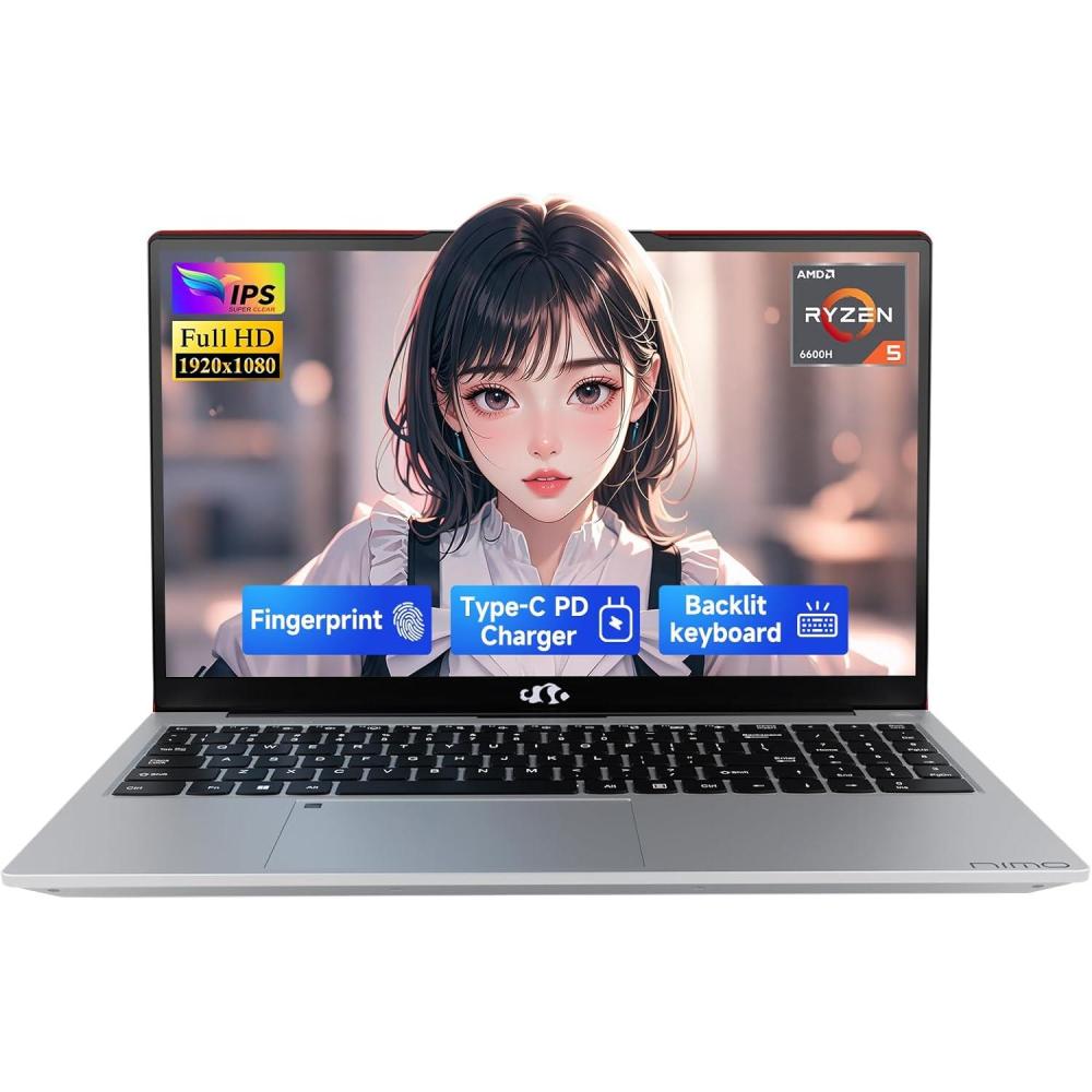 imageNIMO 156quot IPS FHDGamingLaptopAMD Ryzen 5 6600H 32GB DDR5 RAM 1TB SSD Beat i71165G7 6 Cores Up to 45GHz AMD Radeon 660M GPUComputer with 100W TypeC Backlit Keyboard FingerprintRed