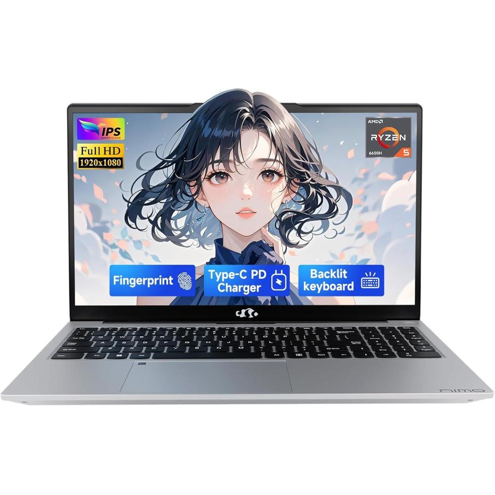 imageNIMO 156quot IPS FHDGamingLaptopAMD Ryzen 5 6600H 32GB DDR5 RAM 1TB SSD Beat i71165G7 6 Cores Up to 45GHz AMD Radeon 660M GPUComputer with 100W TypeC Backlit Keyboard FingerprintSilver
