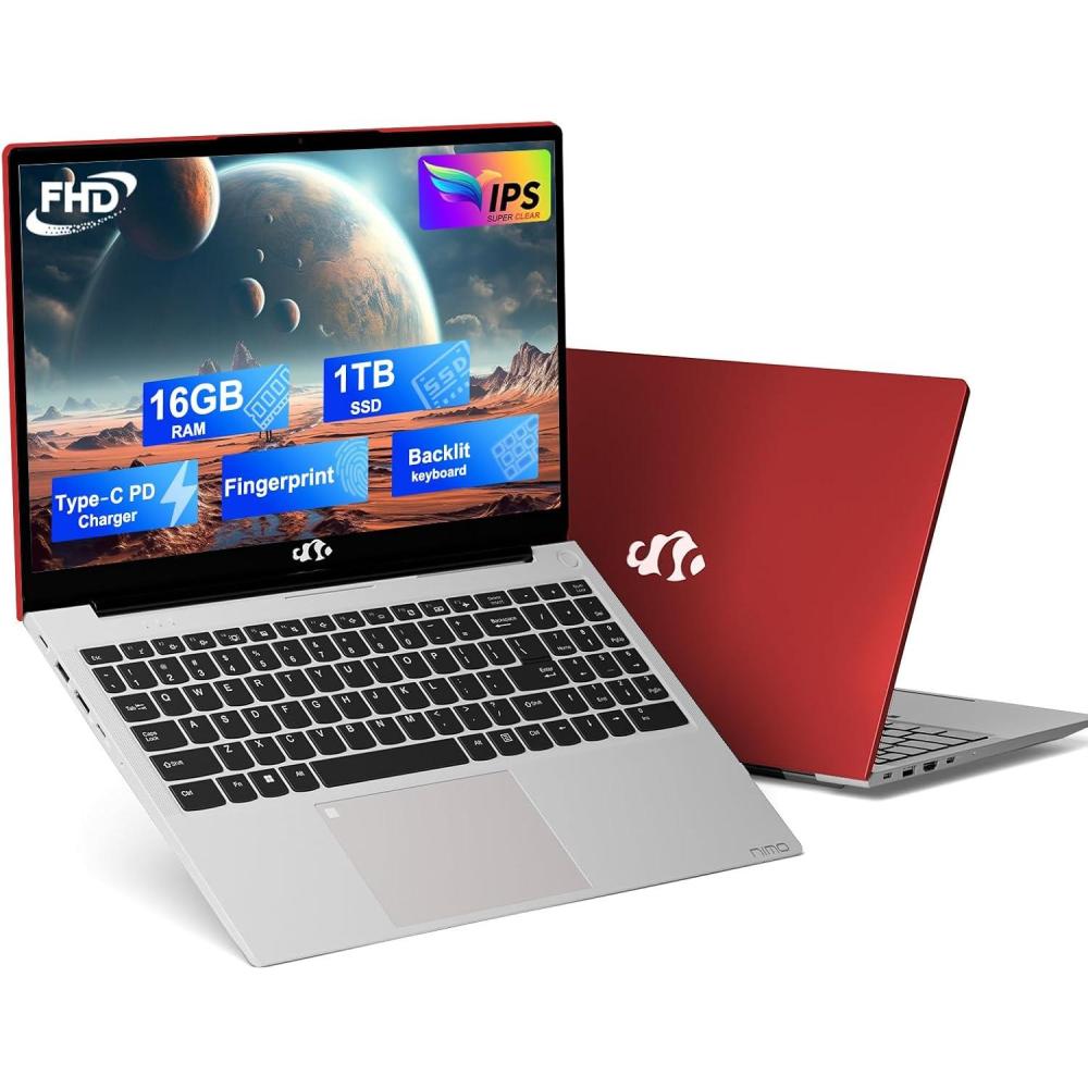 imageNIMO 156quot IPS FHDLaptop Intel Pentium Quad Core N100 16GB RAM 512GB SSD Beat i31115G4 Up to 34GHz Computer with Backlit Keyboard Fingerprint TypeC Charger WiFi 6 BT52 for Student and HomeScarlet Red