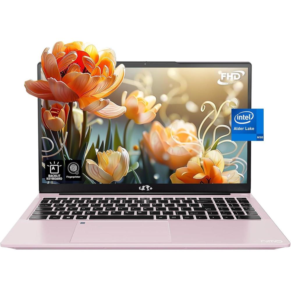 imageNIMO 156quot IPS FHDLaptop Intel Pentium Quad Core N100 16GB RAM 512GB SSD Beat i31115G4 Up to 34GHz Computer with Backlit Keyboard Fingerprint TypeC Charger WiFi 6 BT52 for Student and HomeRose Gold