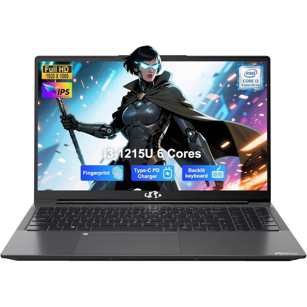imageNIMO 156quot IPS FHDStudentLaptop Intel 6 Core I31215U 8GB RAM 512GB SSDBeats i51135G7 Up to 44GHz ComputerLaptop with 67w Type C Backlit KeyboardFingerprint for Home and BusinessGray