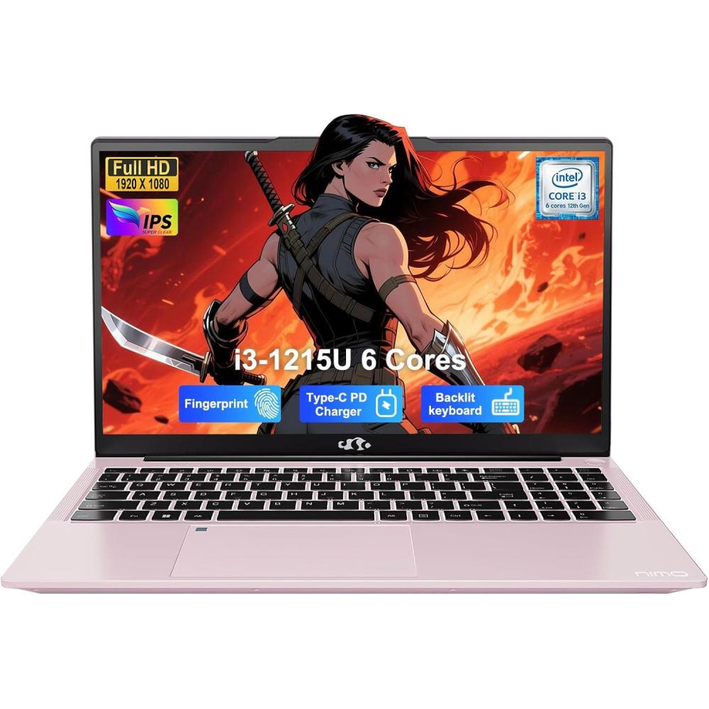 imageNIMO 156quot IPS FHDStudentLaptop Intel 6 Core I31215U 8GB RAM 512GB SSDBeats i51135G7 Up to 44GHz ComputerLaptop with 67w Type C Backlit KeyboardFingerprint for Home and BusinessRose Gold