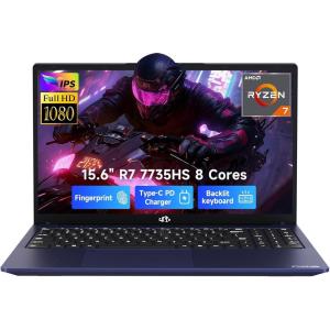 imageNIMO 156quot IPS FHDGamingLaptop AMD 8 Cores Ryzen 7 7735HS 16GB DDR5 RAM 1TB SSD Beats i712650H Computer with Radeon 680M 100W TypeC Charger Backlit Keyboard Fingerprint for Gaming BusinessBlue