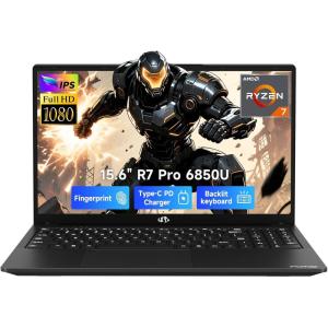 imageNIMO 156quot LightGamingLaptop 8 Cores AMD Ryzen 7 Pro 6850U 16GB LPDDR5 RAM 512GB SSD Beat i71360P Up to 47GHz AMD Radeon 680M GPU IPS FHD Computer with 100W TypeC Charger Fingerprint BKBlack