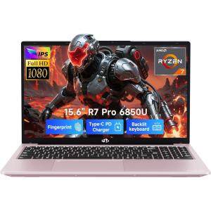 imageNIMO 156quot LightGamingLaptop 8 Cores AMD Ryzen 7 Pro 6850U 16GB LPDDR5 RAM 512GB SSD Beat i71360P Up to 47GHz AMD Radeon 680M GPU IPS FHD Computer with 100W TypeC Charger Fingerprint BKRose Gold