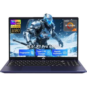 imageNIMO 156quot LightGamingLaptop 8 Cores AMD Ryzen 7 Pro 6850U 16GB LPDDR5 RAM 512GB SSD Beat i71360P Up to 47GHz AMD Radeon 680M GPU IPS FHD Computer with 100W TypeC Charger Fingerprint BKBlue