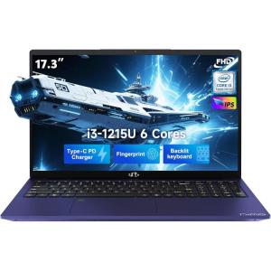 imageNIMO 173quot IPS FHDStudentLaptop Intel 6 Core I31215U 16GB RAM 512GB SSD Beat R5 7520U Up to 44GHz Computer with 65W Type C Backlit Keyboard Fingerprint WiFi 6 for Home and BusinessBlue