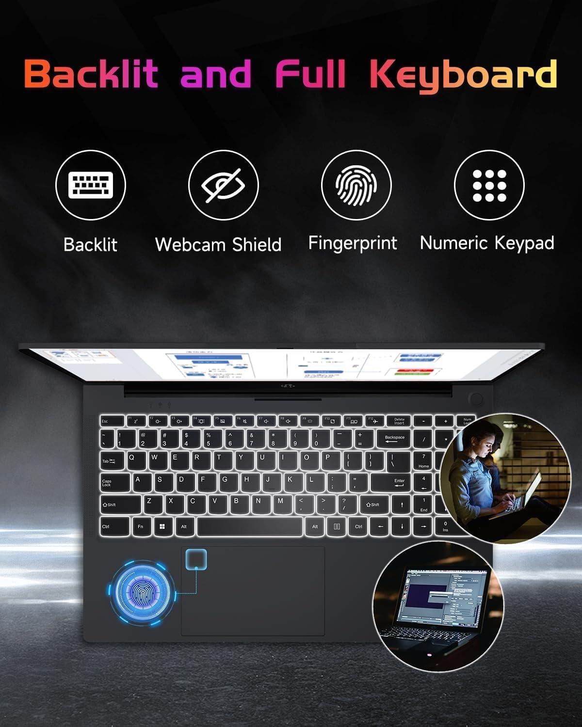 imageNIMO 156quot IPS FHDLaptopComputer Intel Pentium Quad Core N100 16GB RAM 512GB SSD Beat i31115G4 Up to 34GHz Backlit Keyboard Fingerprint TypeC WiFi 6 BT52 for Student and HomeSpace Gray