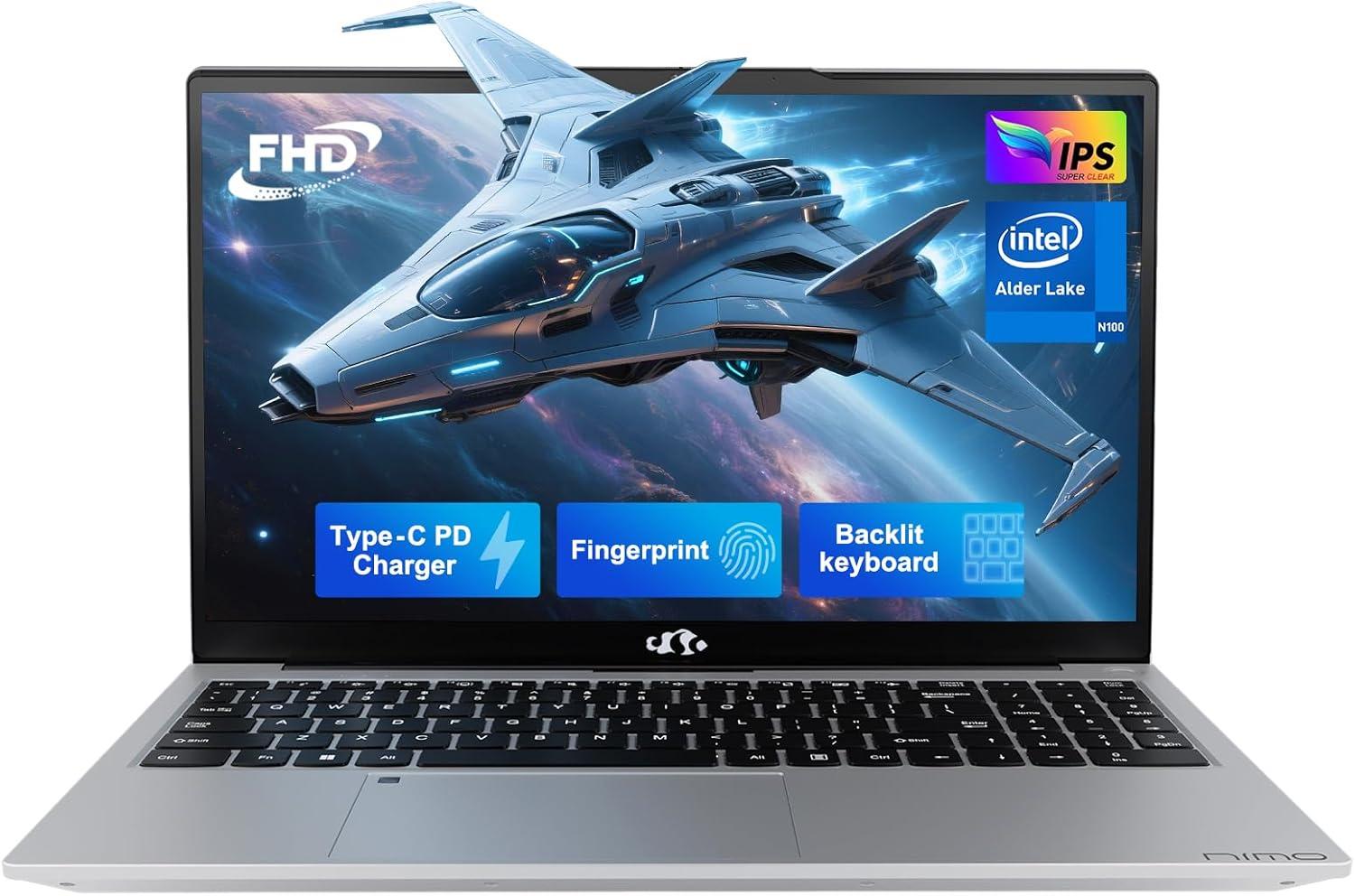 imageNIMO 156quot IPS FHDLaptopComputer Intel Pentium Quad Core N100 16GB RAM 512GB SSD Beat i31115G4 Up to 34GHz Backlit Keyboard Fingerprint TypeC WiFi 6 BT52 for Student and HomeNatural Silver