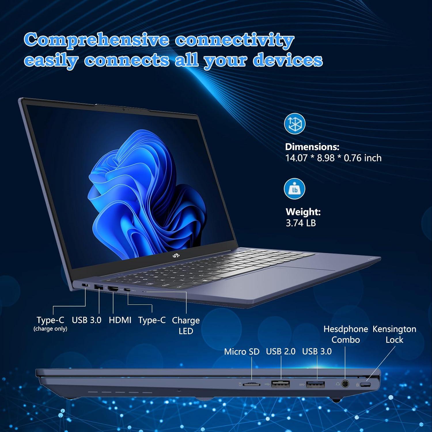 imageNIMO 156quot IPS FHDLaptopComputer Intel Pentium Quad Core N100 16GB RAM 512GB SSD Beat i31115G4 Up to 34GHz Backlit Keyboard Fingerprint TypeC WiFi 6 BT52 for Student and HomeDale Blue