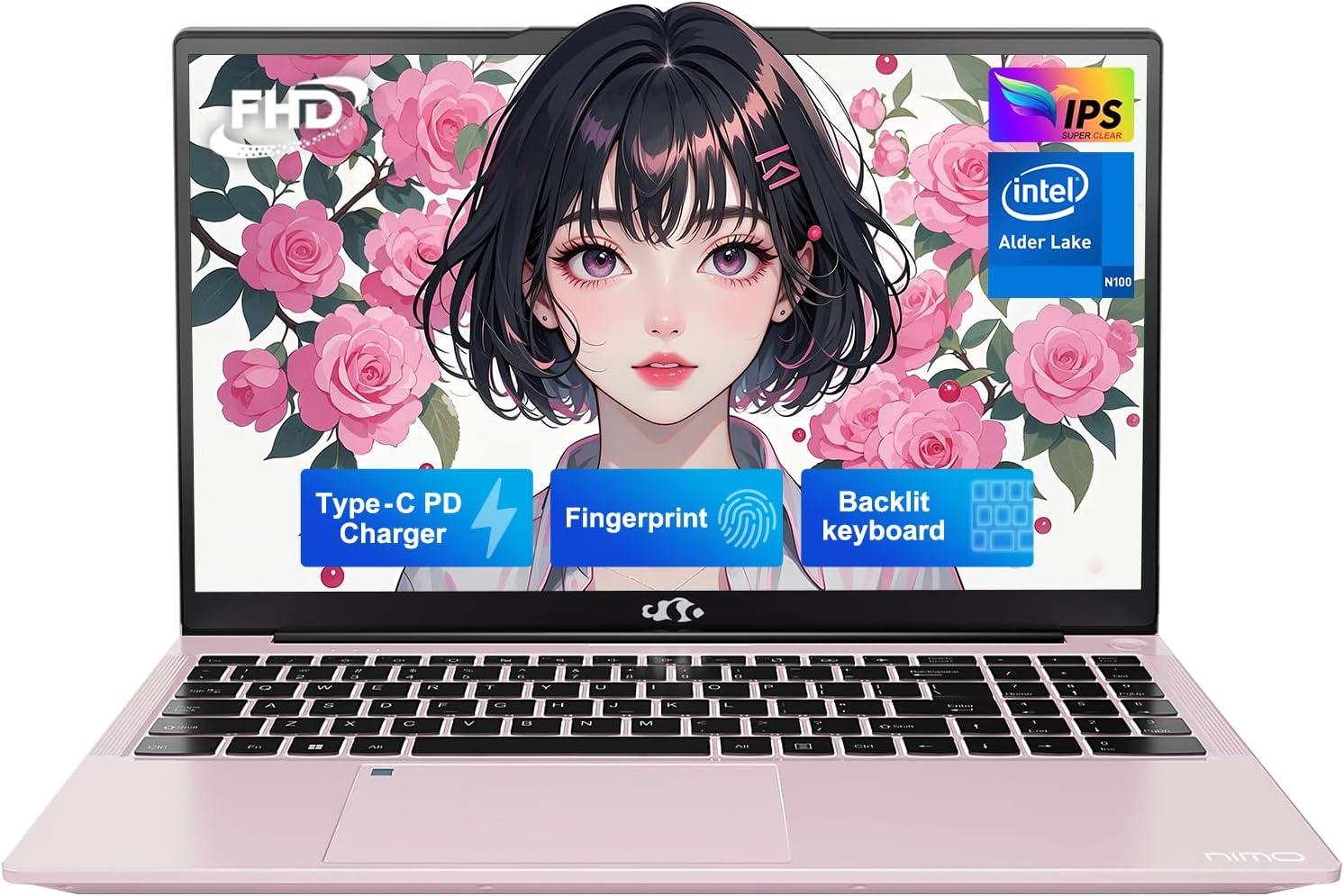 imageNIMO 156quot IPS FHDLaptopComputer Intel Pentium Quad Core N100 16GB RAM 512GB SSD Beat i31115G4 Up to 34GHz Backlit Keyboard Fingerprint TypeC WiFi 6 BT52 for Student and HomeRose Gold