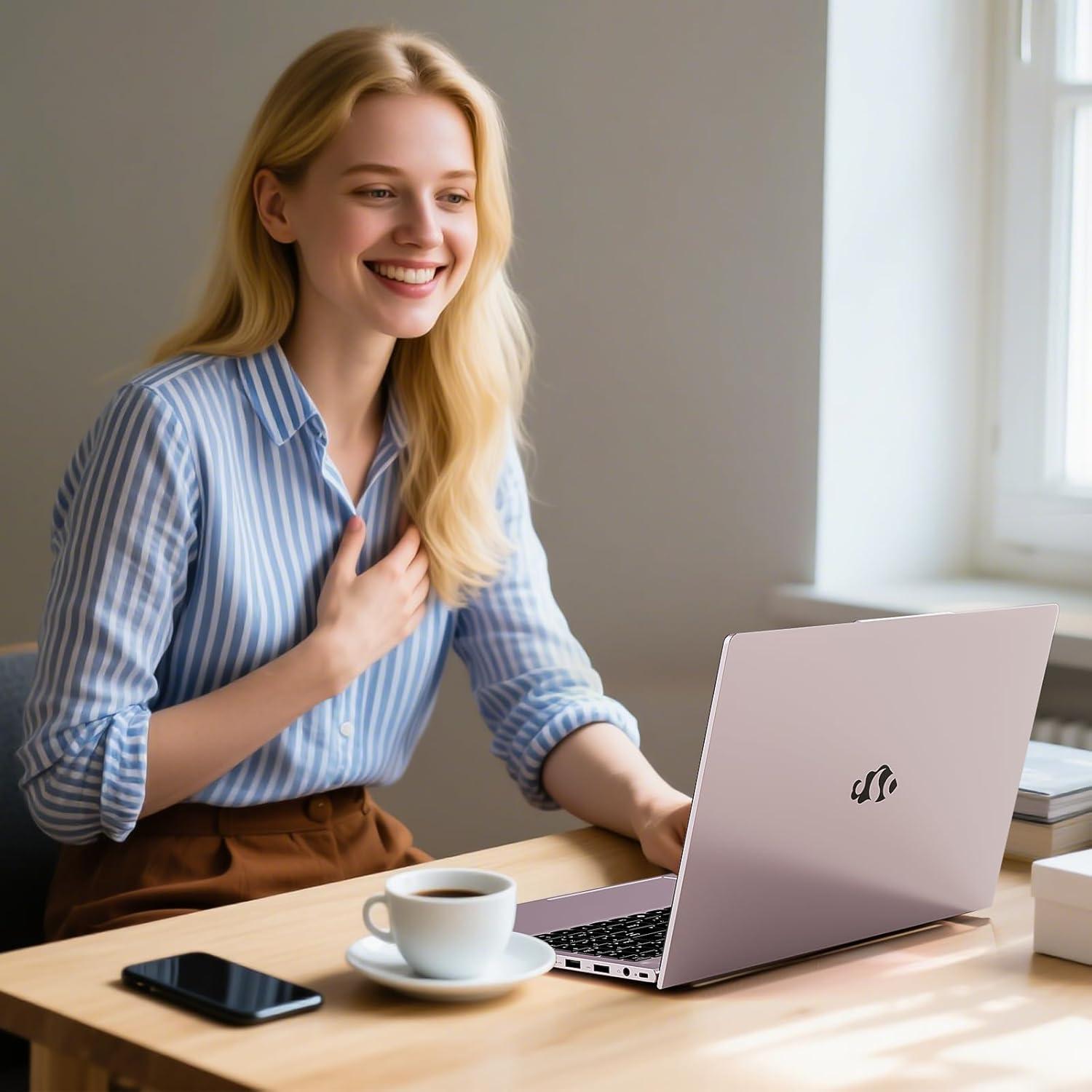 imageNIMO 156quot IPS FHDStudentLaptop 16GB RAM 512GB SSD N150Beat to i310110U 4 Cores Up to 36GHz Computer with 2 Years Warranty 65W TypeC Fingerprint Backlit Keyboard WiFi 6 BT52Rose Gold