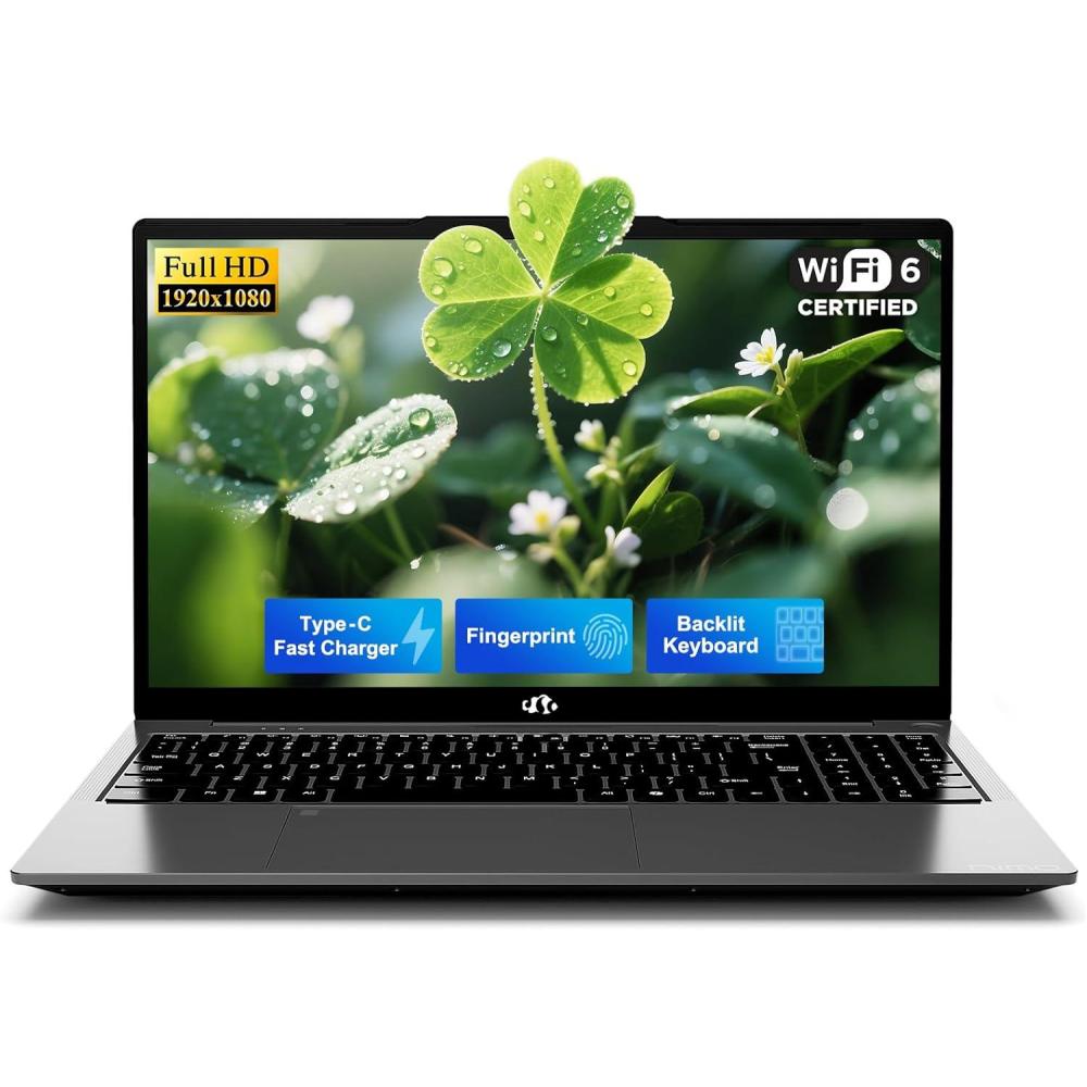 imageNIMO 156quot IPS FHDStudentLaptop 16GB RAM 512GB SSD N150Beat to i310110U 4 Cores Up to 36GHz Computer with 2 Years Warranty 65W TypeC Fingerprint Backlit Keyboard WiFi 6 BT52Gray