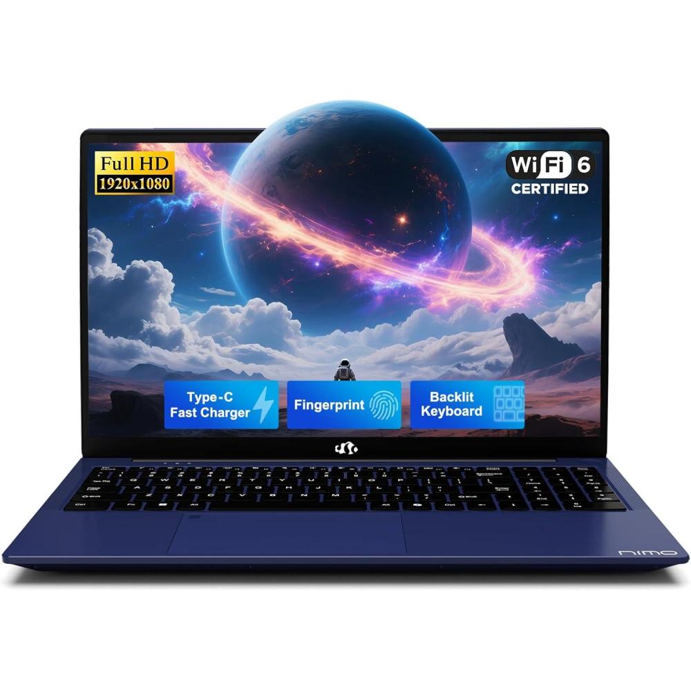 imageNIMO 156quot IPS FHDStudentLaptop 16GB RAM 512GB SSD N150Beat to i310110U 4 Cores Up to 36GHz Computer with 2 Years Warranty 65W TypeC Fingerprint Backlit Keyboard WiFi 6 BT52Blue