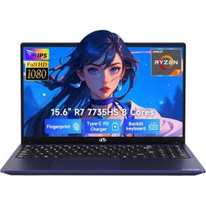 imageNIMO 156quot IPS FHD GamingLaptop AMD Ryzen 7 7735HS 32GB DDR5 RAM 1TB SSD 8C16T Up to 475GHz BusinessComputer with Radeon 680M Graphics 100W TypeC Backlit Keyboard FingerprintBlue