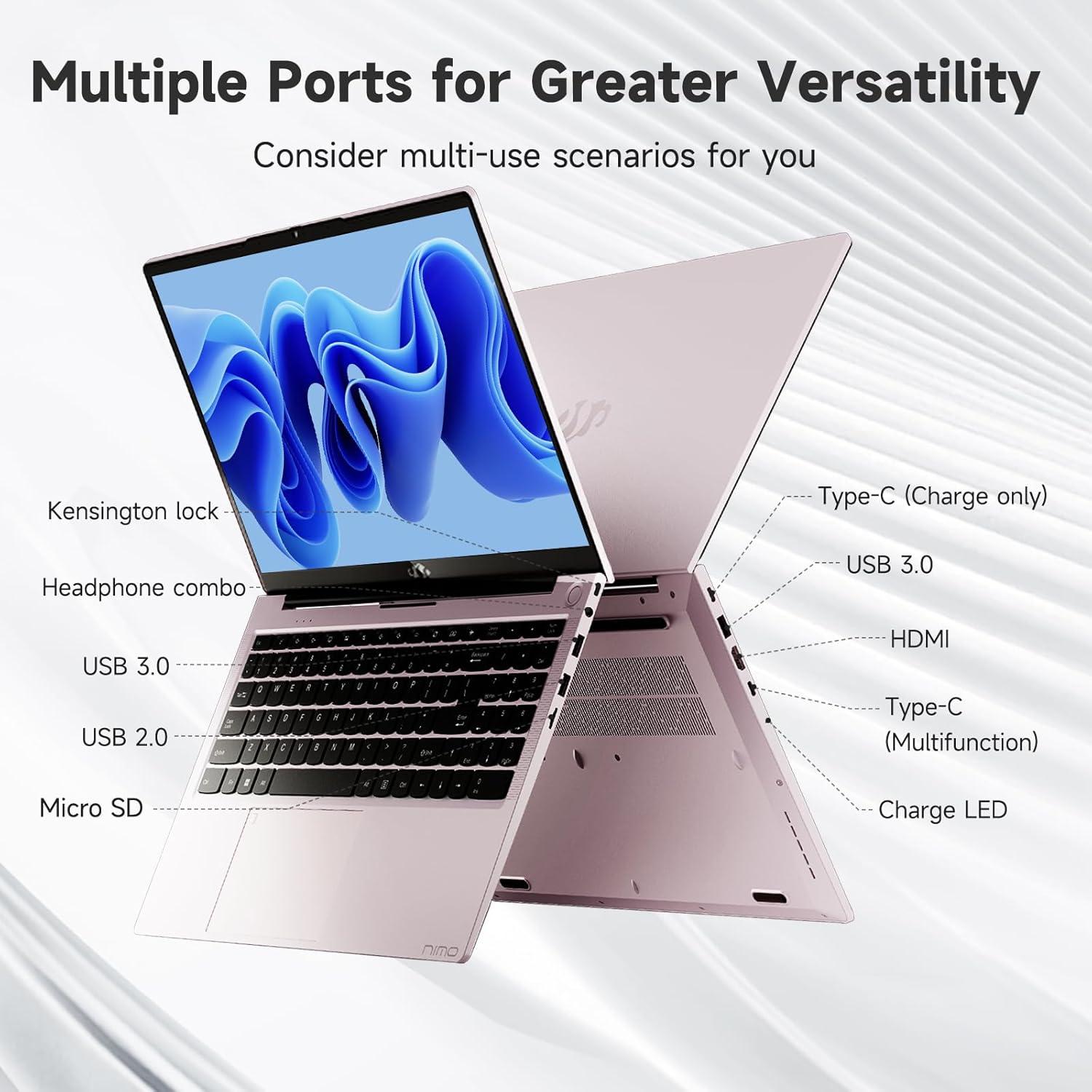 imageNIMO 156 FHD IPS StudentLaptopComputer  Intel Core i31215UBeat i51135G7 6 Cores Up to 44GHz 32GB RAM 1TB SSD 65W TypeC Charger 2 Years Warranty Fingerprint Backlit Keyboard WiFi 6Pink Gold