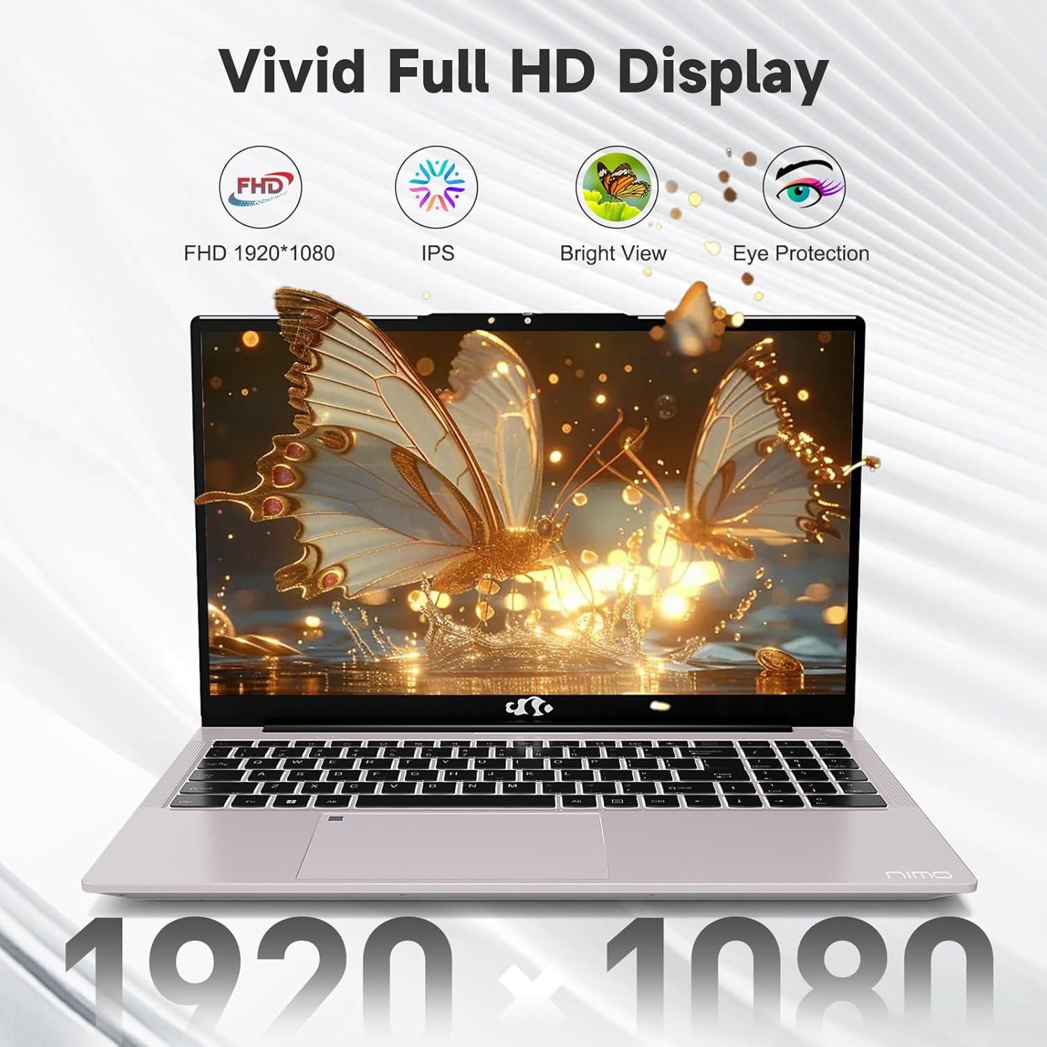 imageNIMO 156 IPS FHD Student Laptop Intel Core i31215U 32GB RAM 1TB SSDBeats i51135G7 Up to 44GHz Computer with 65W Type C 180 Open Angle Backlit KB WiFi 6 for Home and BusinessRose Gold
