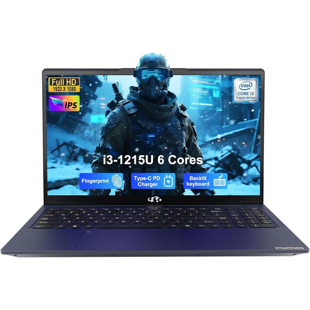imageNIMO 156 IPS FHD Student Laptop Intel Core i31215U 32GB RAM 1TB SSDBeats i51135G7 Up to 44GHz Computer with 65W Type C 180 Open Angle Backlit KB WiFi 6 for Home and BusinessBlue