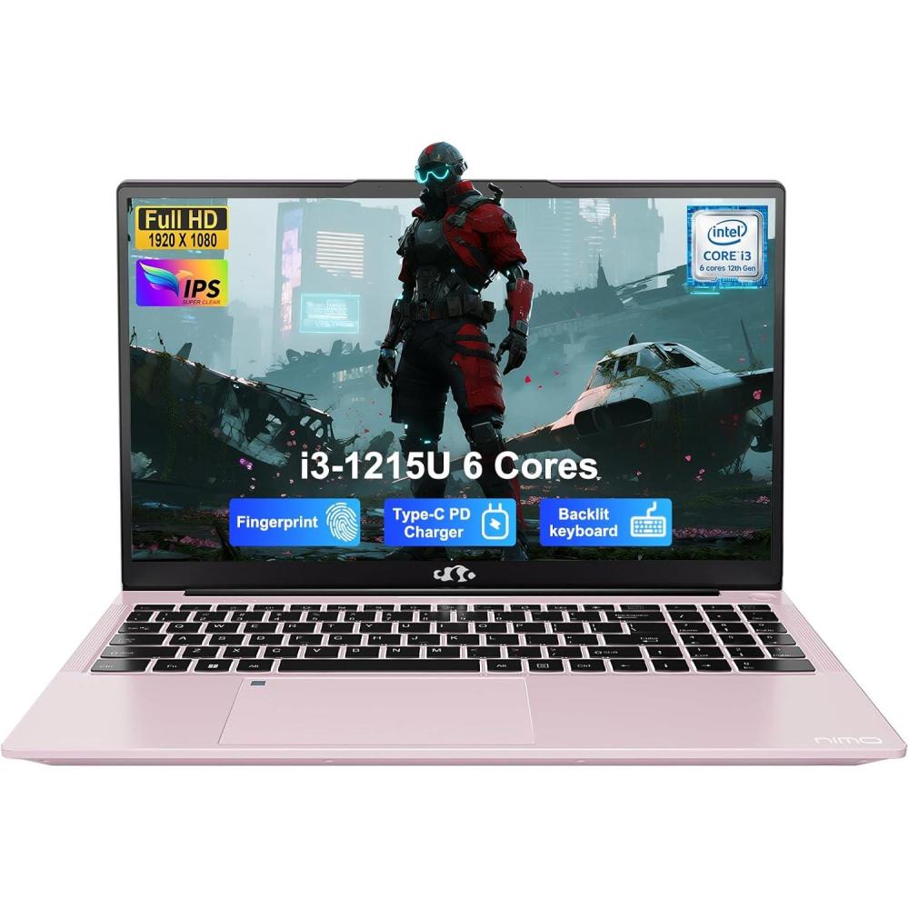 imageNIMO 156 IPS FHD Student Laptop Intel Core i31215U 32GB RAM 1TB SSDBeats i51135G7 Up to 44GHz Computer with 65W Type C 180 Open Angle Backlit KB WiFi 6 for Home and BusinessRose Gold