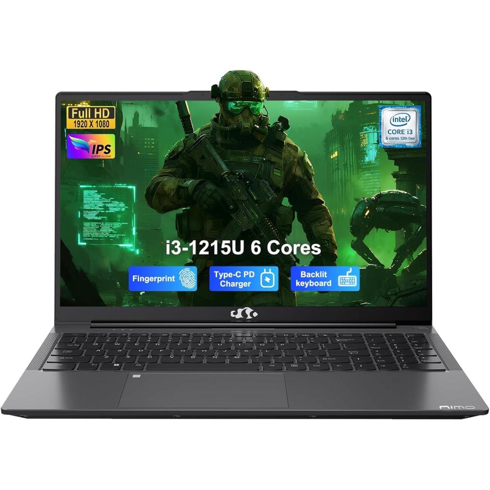 imageNIMO 156 IPS FHD Student Laptop Intel Core i31215U 32GB RAM 1TB SSDBeats i51135G7 Up to 44GHz Computer with 65W Type C 180 Open Angle Backlit KB WiFi 6 for Home and BusinessGray