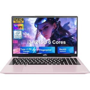 imageNIMO 156 FHD IPS StudentLaptopComputer  Intel Core i31215UBeat i51135G7 6 Cores Up to 44GHz 32GB RAM 1TB SSD 65W TypeC Charger 2 Years Warranty Fingerprint Backlit Keyboard WiFi 6Pink Gold