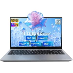 imageNIMO 156 IPS FHD Student Laptop Intel 6Core i31215U 16GB RAM 512GB SSD Beats R5 7520U Up to 44GHz TwoYear Warranty Backlit Keyboard Fingerprint WiFi 6 for Home amp BusinessSilver
