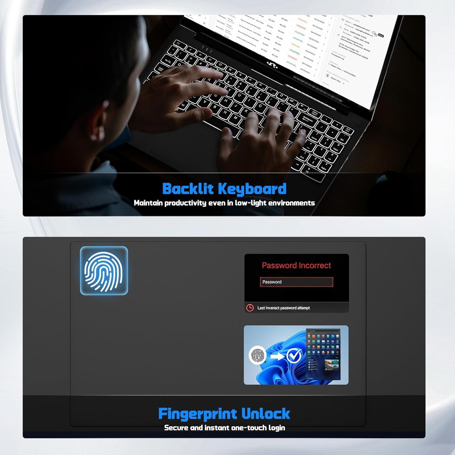 imageNIMO 156 FHD Laptop Computer Intel Pentium N150 Beat i31115G4 4Core Up to 36GHz Laptop with Backlit Keyboard 65W TypeC Charger Fingerprint 16GB RAM 256GB SSD for HomeStudent and BusinessAsh gray