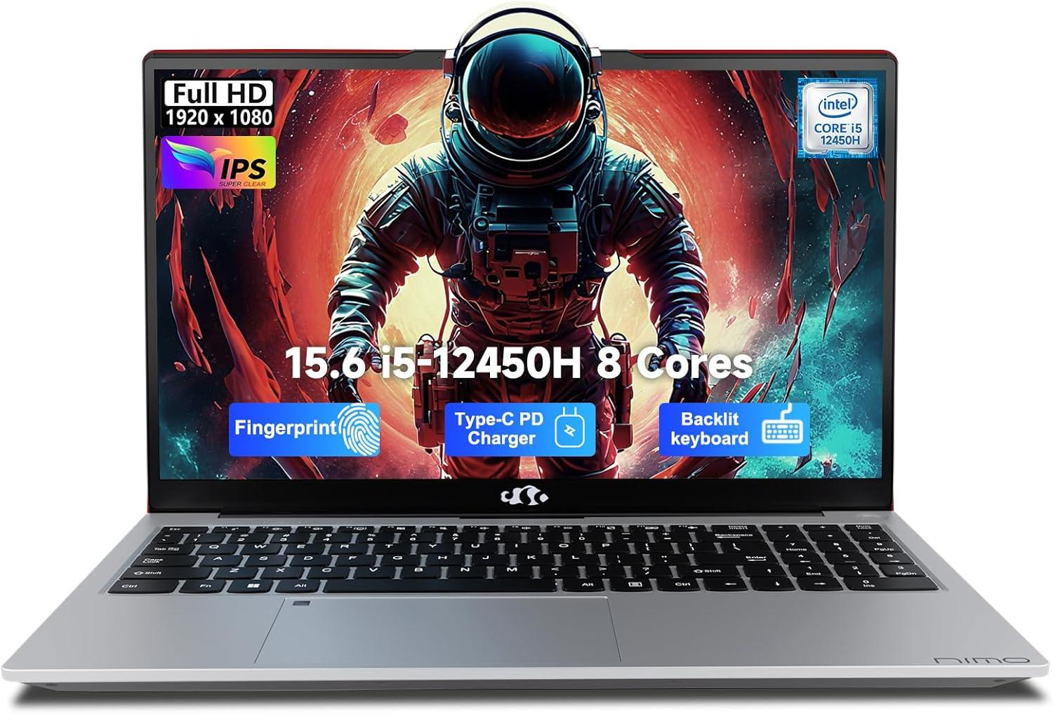 imageNIMO 156 FHDIPSLaptop Intel i512450H 8 Cores 16GB RAM 1TB SSD Beat i711800H Up to 44 GHz 100W TypeC Fingerprint Backlit Keyboard for Professionals amp Students Office Study amp TravelRed