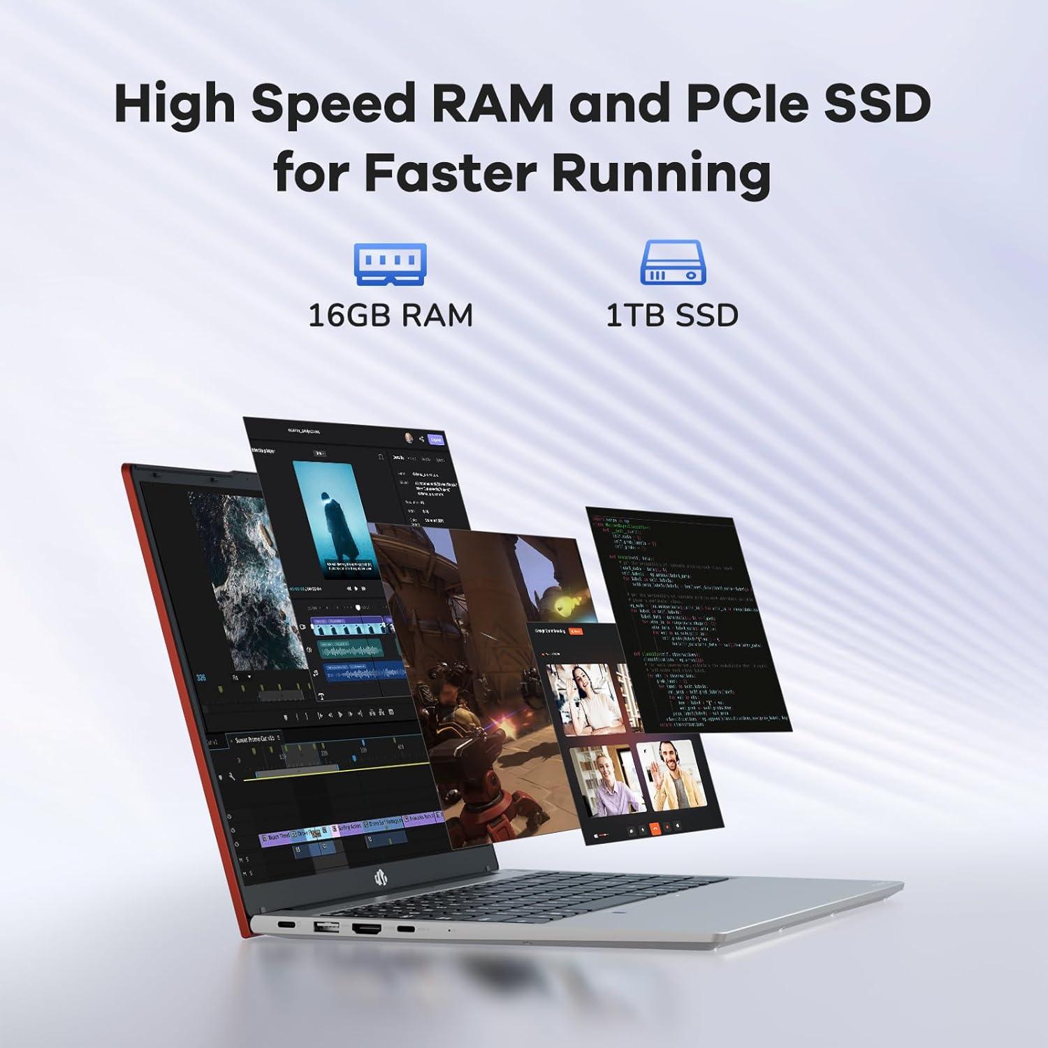 imageNIMO 156 FHDIPSLaptop Intel i512450H 8 Cores 16GB RAM 1TB SSD Beat i711800H Up to 44 GHz 100W TypeC Fingerprint Backlit Keyboard for Professionals amp Students Office Study amp TravelRed