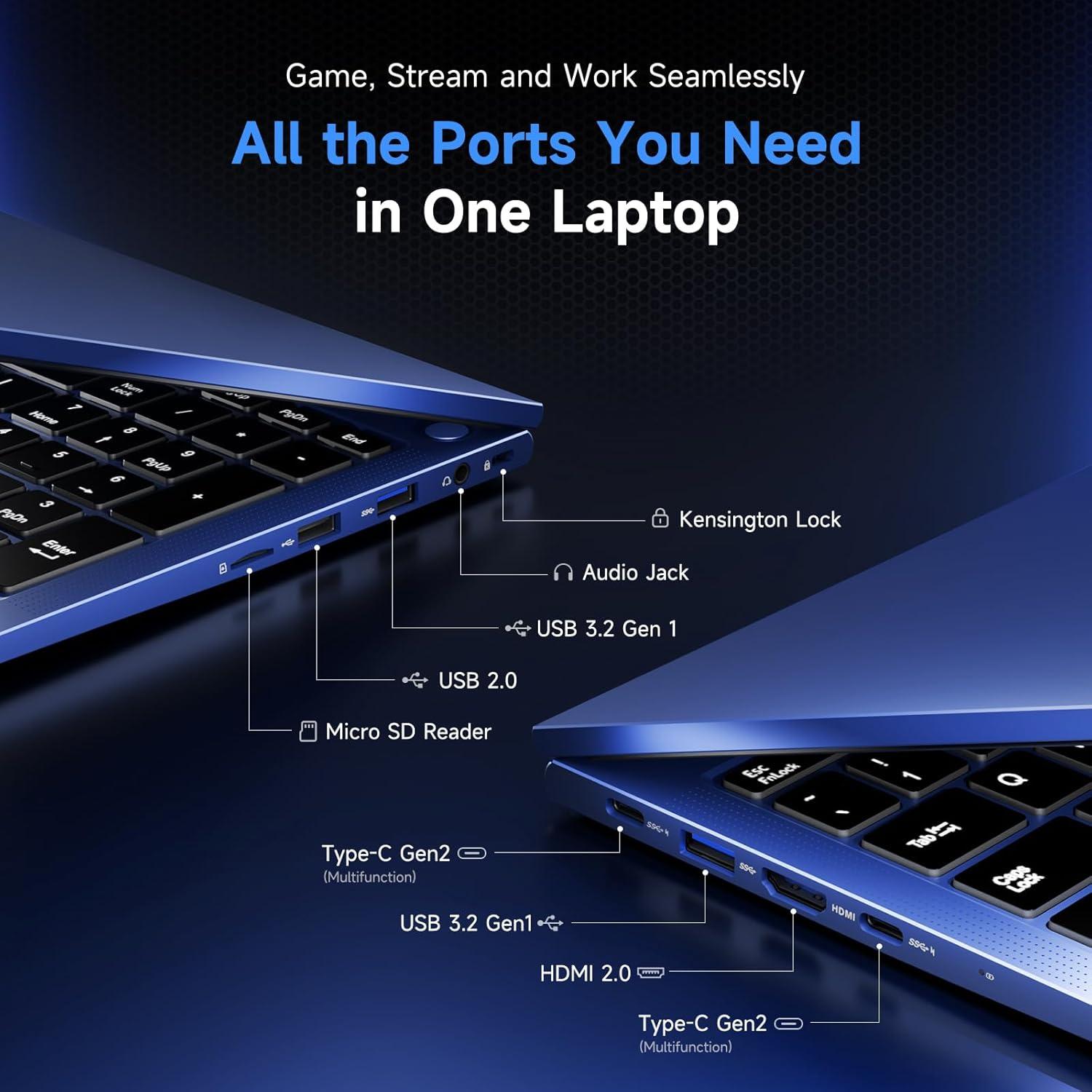 imageNIMO 156 IPS FHD Gaming Laptop AMD 8 Cores Ryzen 7 7735HS 16GB DDR5 RAM 512GB SSD Beats i712650H Up to 475GHz Computer with Radeon 680M 100W TypeC Backlit Keyboard Fingerprint UnlockBlue