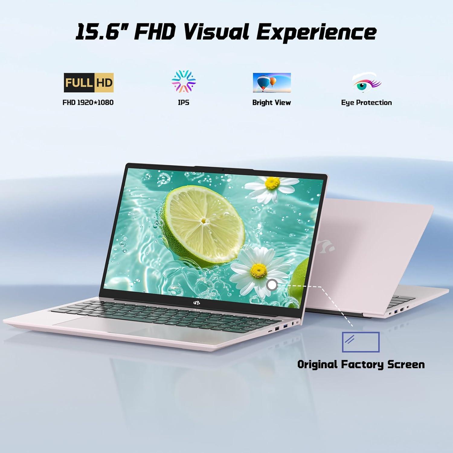 imageNIMO 156 IPS FHD Laptop 16GB RAM 512GB SSD Intel N150Beat to i310110U 4 Cores Up to 36GHz Computer with 2 Years Warranty 65W TypeC Fingerprint Backlit Keyboard WiFi 6 BT52Rose Gold