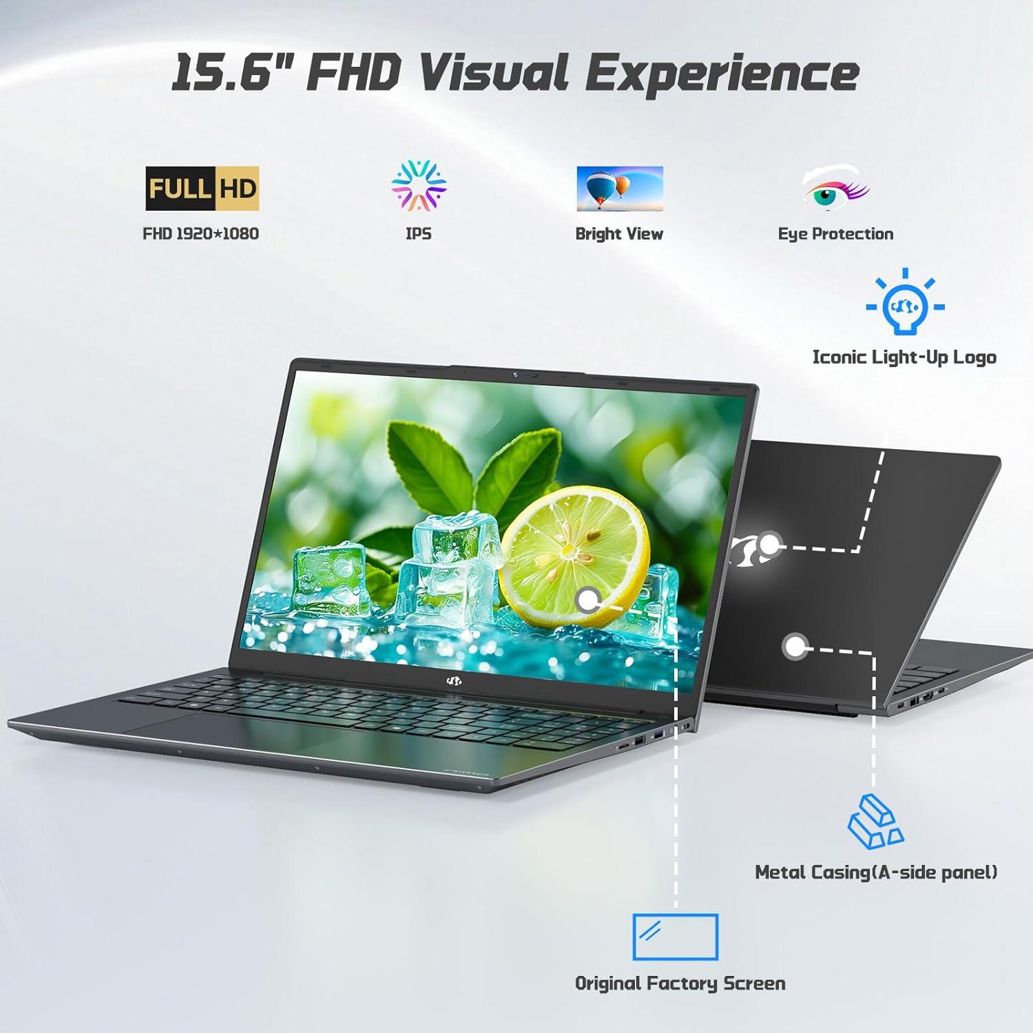 imageNIMO 156 IPS FHD Laptop 16GB RAM 512GB SSD Intel N150Beat to i310110U 4 Cores Up to 36GHz Computer with 2 Years Warranty 65W TypeC Fingerprint Backlit Keyboard WiFi 6 BT52Gray