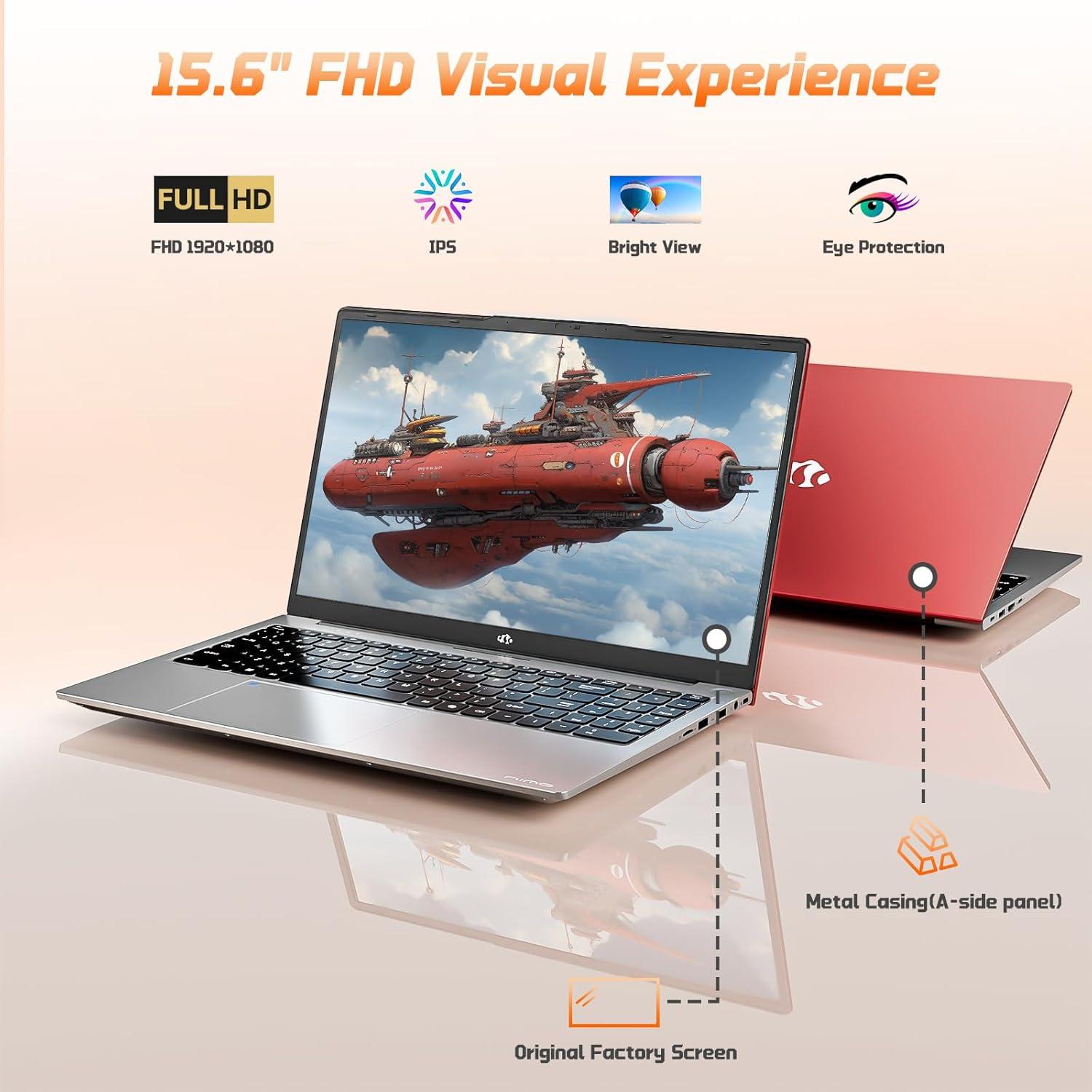 imageNIMO 156 IPS FHD Laptop 16GB RAM 512GB SSD Intel N150Beat to i310110U 4 Cores Up to 36GHz Computer with 2 Years Warranty 65W TypeC Fingerprint Backlit Keyboard WiFi 6 BT52Red