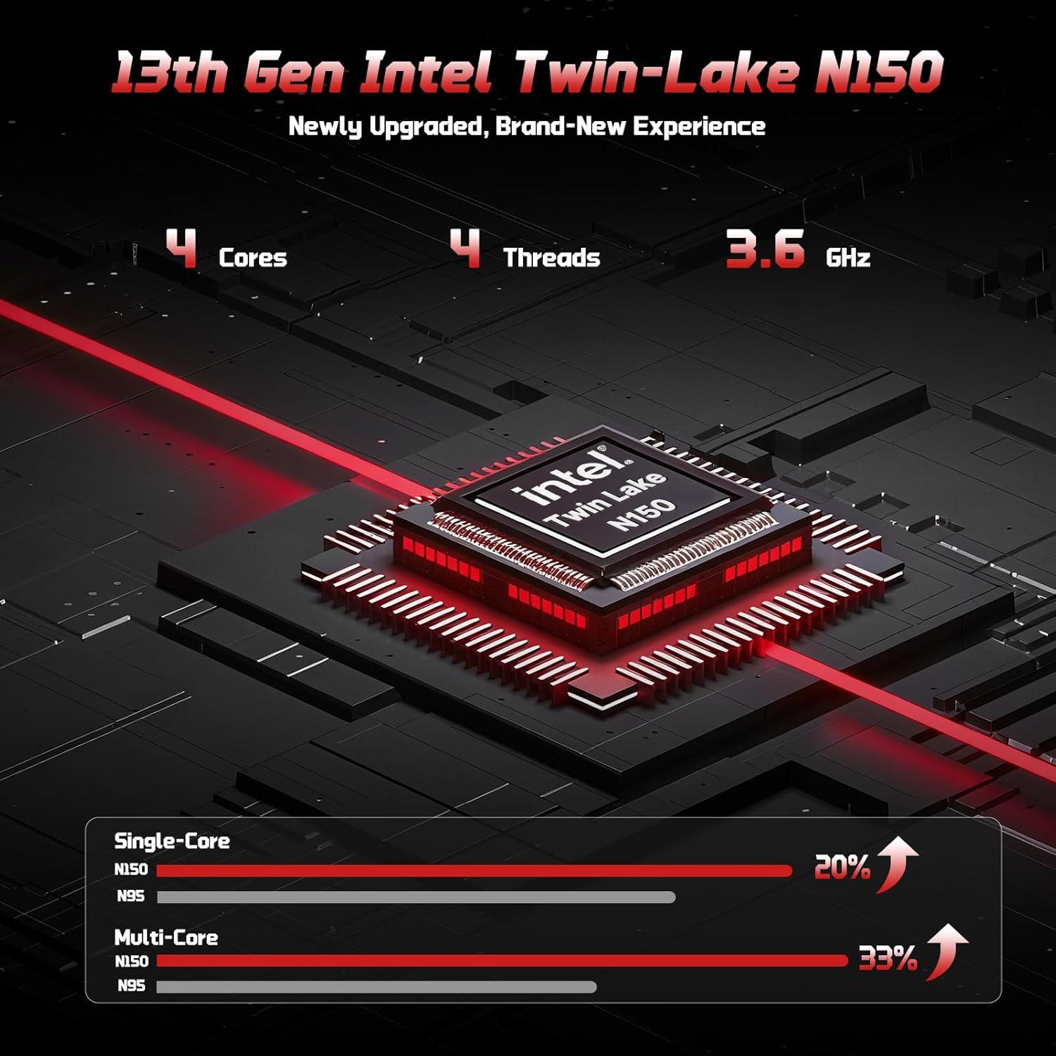 imageNIMO 156 IPS FHD Laptop 16GB RAM 512GB SSD Intel N150Beat to i310110U 4 Cores Up to 36GHz Computer with 2 Years Warranty 65W TypeC Fingerprint Backlit Keyboard WiFi 6 BT52Black