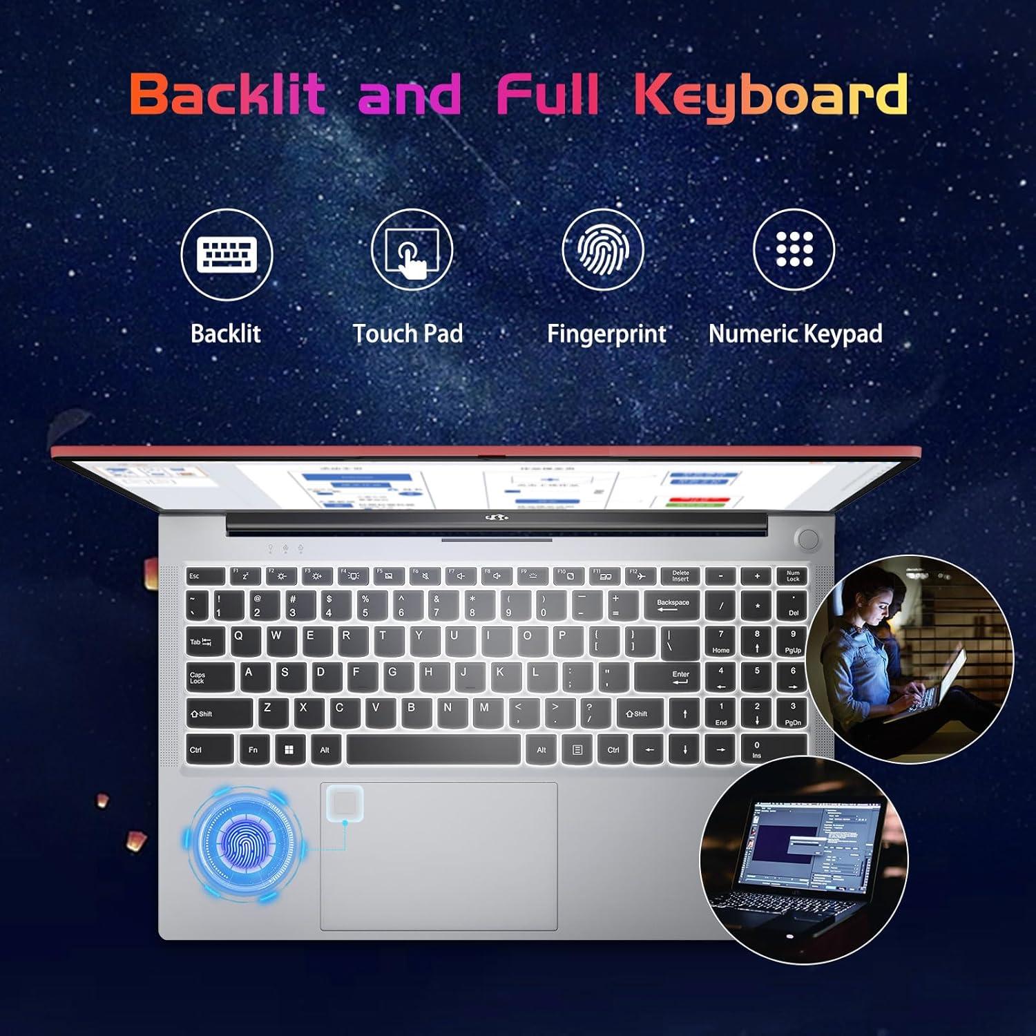 imageNIMO 156 IPS FHD Laptop Intel Pentium Quad Core N100 16GB RAM 512GB SSD Beat i31115G4 Up to 34GHz Computer with Backlit Keyboard Fingerprint TypeC Charger WiFi 6 BT52 for Student and HomeRed