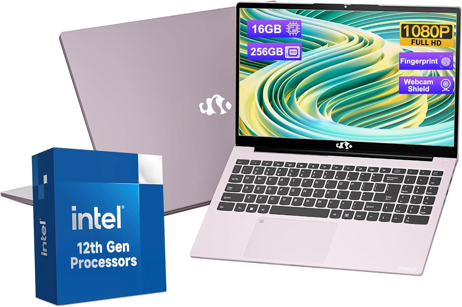 imageNIMO 156 IPS FHD Laptop Intel Pentium Quad Core N100 16GB RAM 512GB SSD Beat i31115G4 Up to 34GHz Computer with Backlit Keyboard Fingerprint TypeC Charger WiFi 6 BT52 for Student and HomeRose Gold