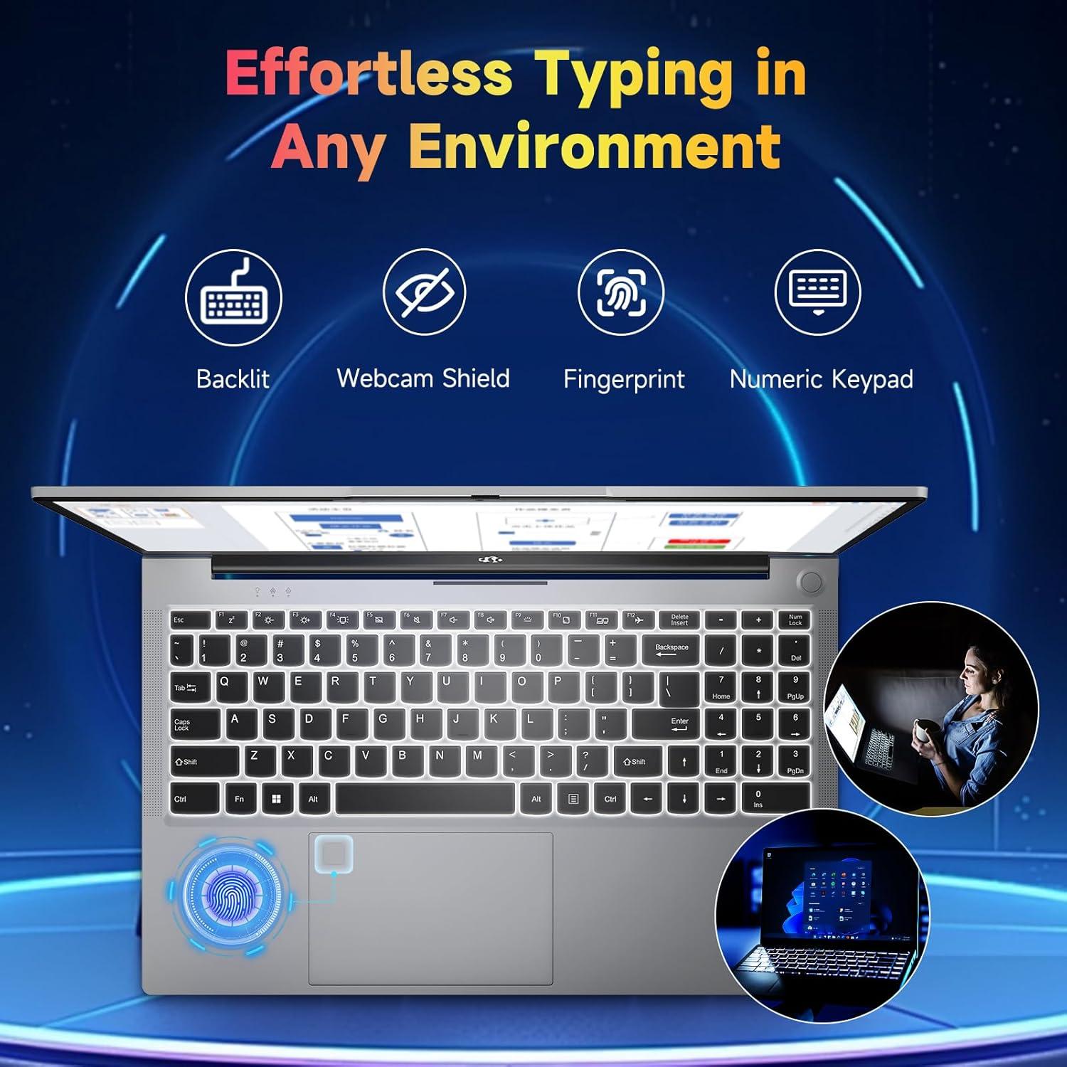 imageNIMO 156 IPS FHD Laptop Intel Pentium Quad Core N100 16GB RAM 512GB SSD Beat i31115G4 Up to 34GHz Computer with Backlit Keyboard Fingerprint TypeC Charger WiFi 6 BT52 for Student and HomeSilver