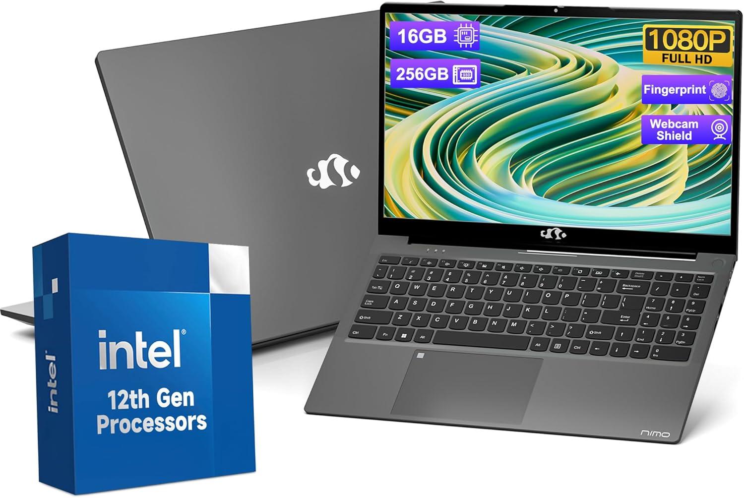 imageNIMO 156 IPS FHD Laptop Intel Pentium Quad Core N100 16GB RAM 512GB SSD Beat i31115G4 Up to 34GHz Computer with Backlit Keyboard Fingerprint TypeC Charger WiFi 6 BT52 for Student and HomeGray