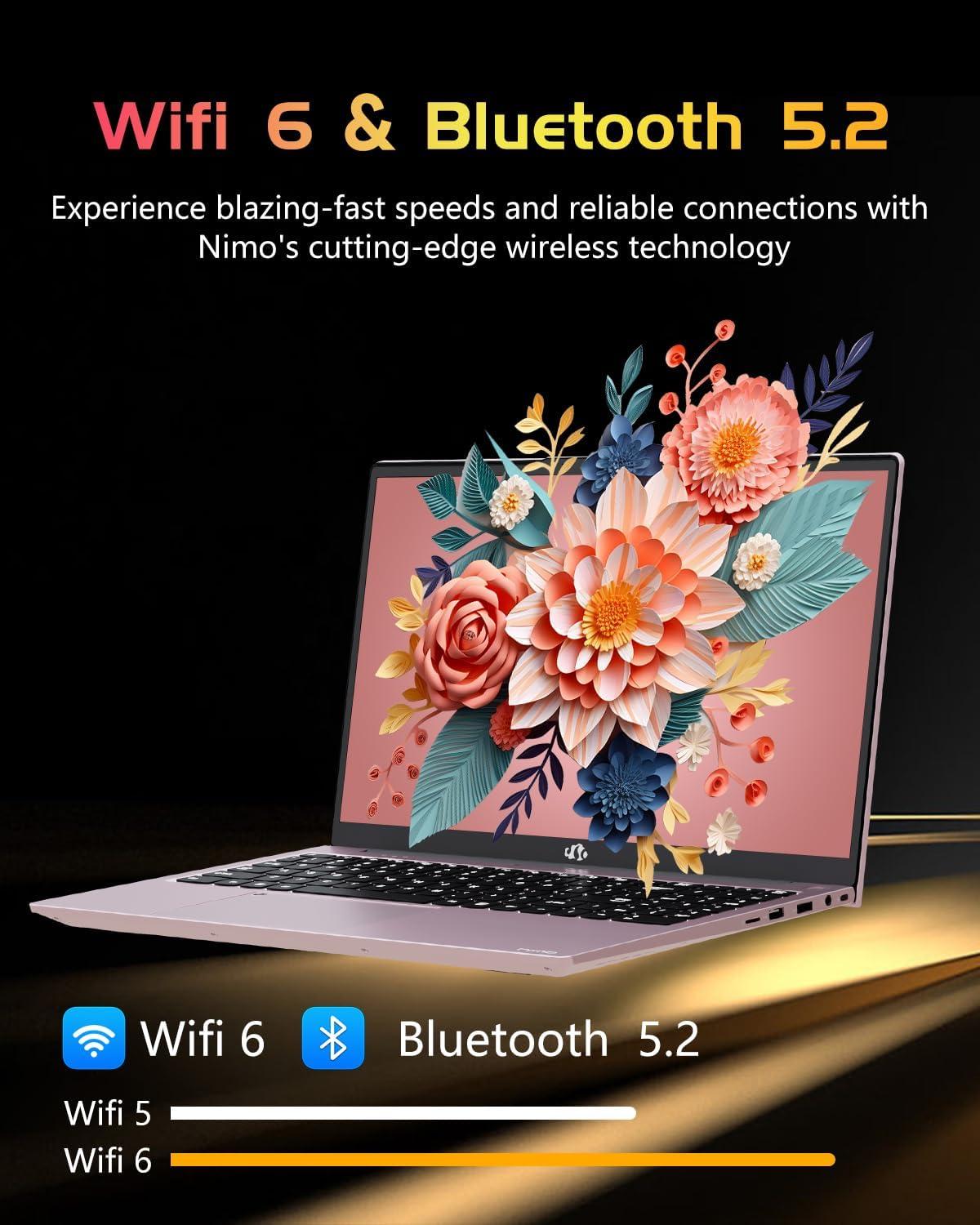 imageNIMO 156 IPS FHD Laptop Intel Pentium Quad Core N100 16GB RAM 512GB SSD Beat i31115G4 Up to 34GHz Computer with Backlit Keyboard Fingerprint TypeC Charger WiFi 6 BT52 for Student and HomeRose Gold