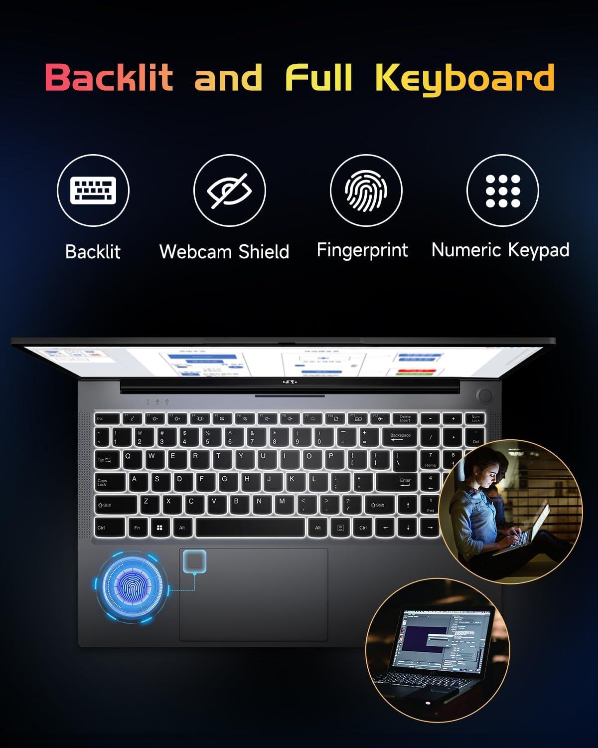 imageNIMO 156 IPS FHD Laptop Intel Pentium Quad Core N100 16GB RAM 512GB SSD Beat i31115G4 Up to 34GHz Computer with Backlit Keyboard Fingerprint TypeC Charger WiFi 6 BT52 for Student and HomeSilver