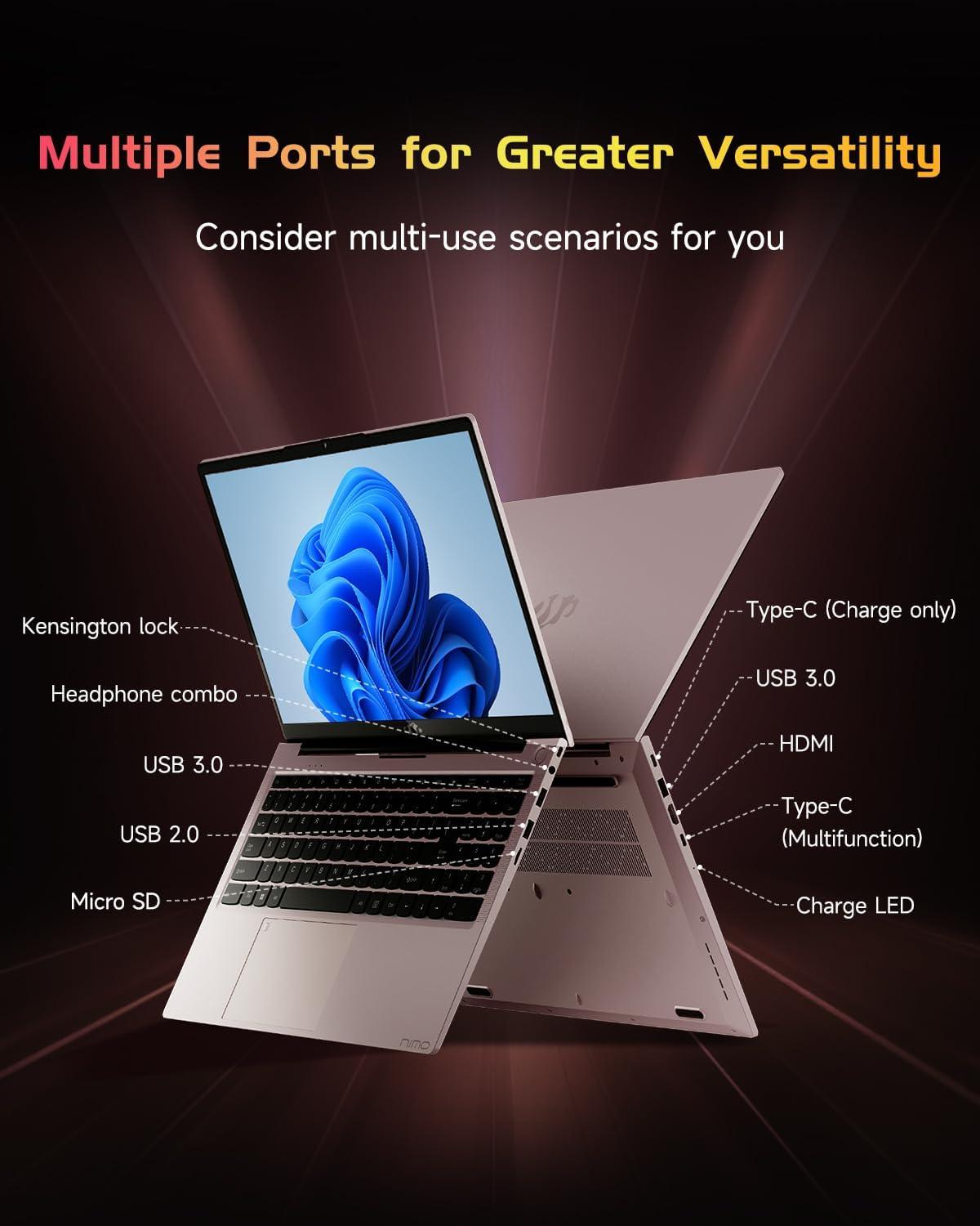 imageNIMO 156 IPS FHD Laptop Intel Pentium Quad Core N100 16GB RAM 512GB SSD Beat i31115G4 Up to 34GHz Computer with Backlit Keyboard Fingerprint TypeC Charger WiFi 6 BT52 for Student and HomeRose Gold