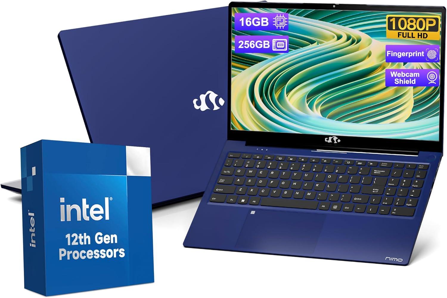 imageNIMO 156 IPS FHD Laptop Intel Pentium Quad Core N100 16GB RAM 512GB SSD Beat i31115G4 Up to 34GHz Computer with Backlit Keyboard Fingerprint TypeC Charger WiFi 6 BT52 for Student and HomeBlue