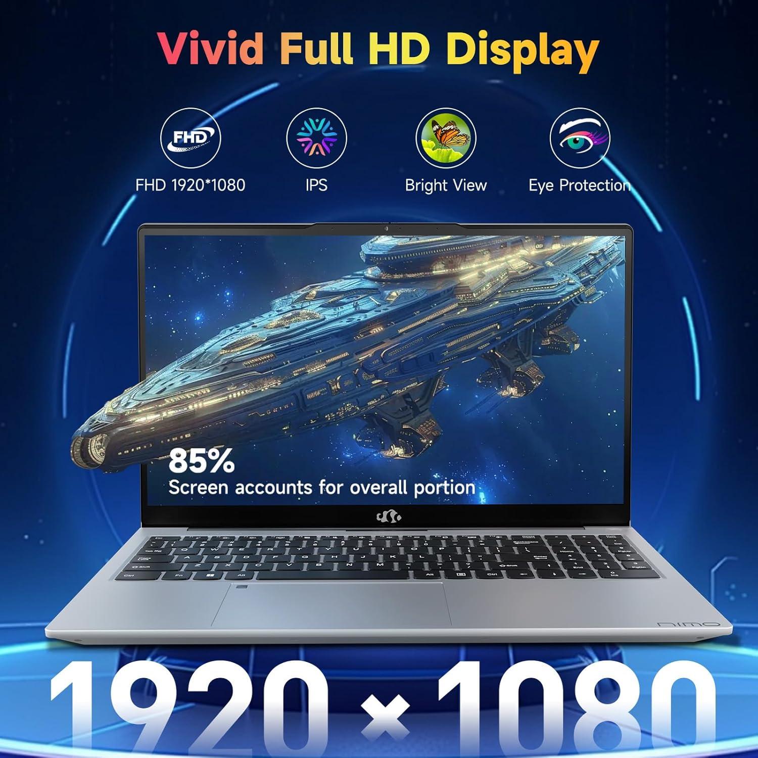 imageNIMO 156 IPS FHD Laptop Intel Pentium Quad Core N100 16GB RAM 512GB SSD Beat i31115G4 Up to 34GHz Computer with Backlit Keyboard Fingerprint TypeC Charger WiFi 6 BT52 for Student and HomeSilver