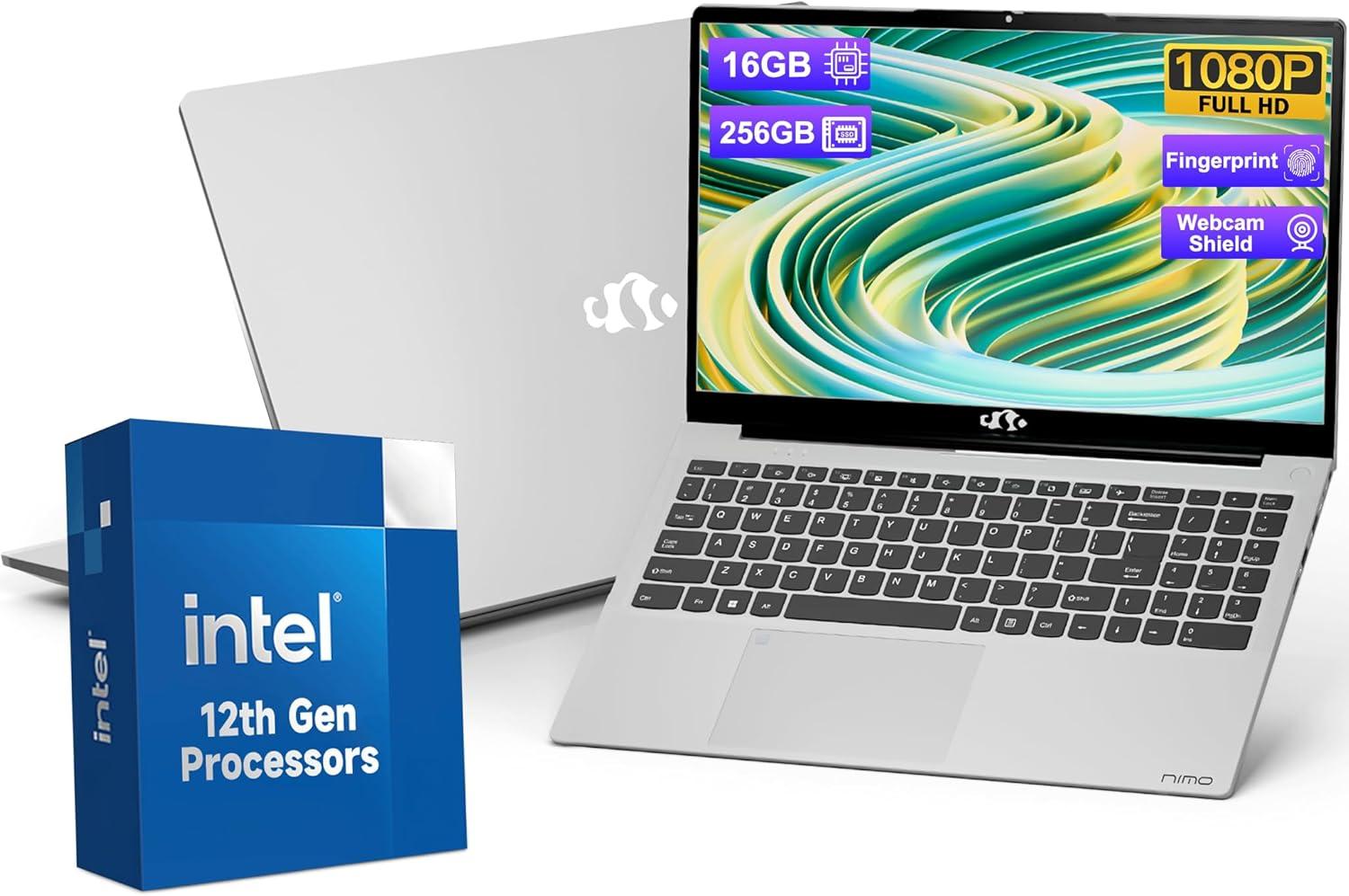 imageNIMO 156 IPS FHD Laptop Intel Pentium Quad Core N100 16GB RAM 512GB SSD Beat i31115G4 Up to 34GHz Computer with Backlit Keyboard Fingerprint TypeC Charger WiFi 6 BT52 for Student and HomeSilver