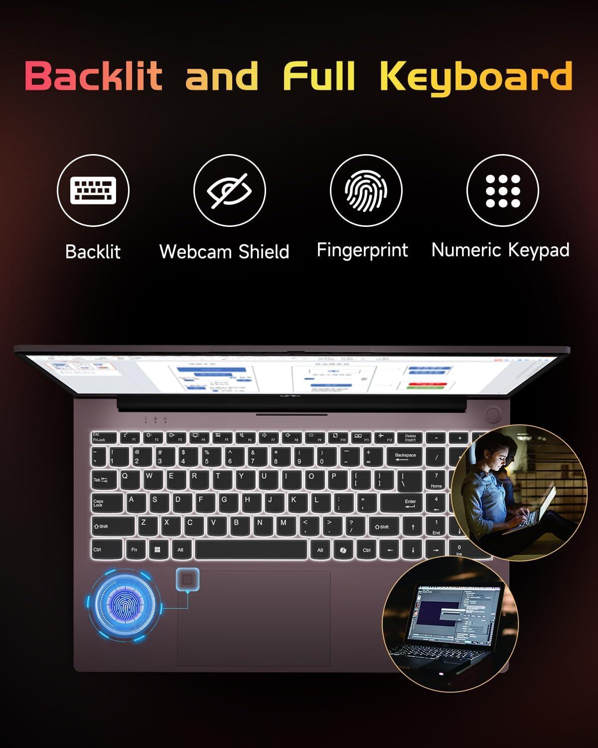 imageNIMO 156 IPS FHD Laptop Intel Pentium Quad Core N100 16GB RAM 512GB SSD Beat i31115G4 Up to 34GHz Computer with Backlit Keyboard Fingerprint TypeC Charger WiFi 6 BT52 for Student and HomeRose Gold